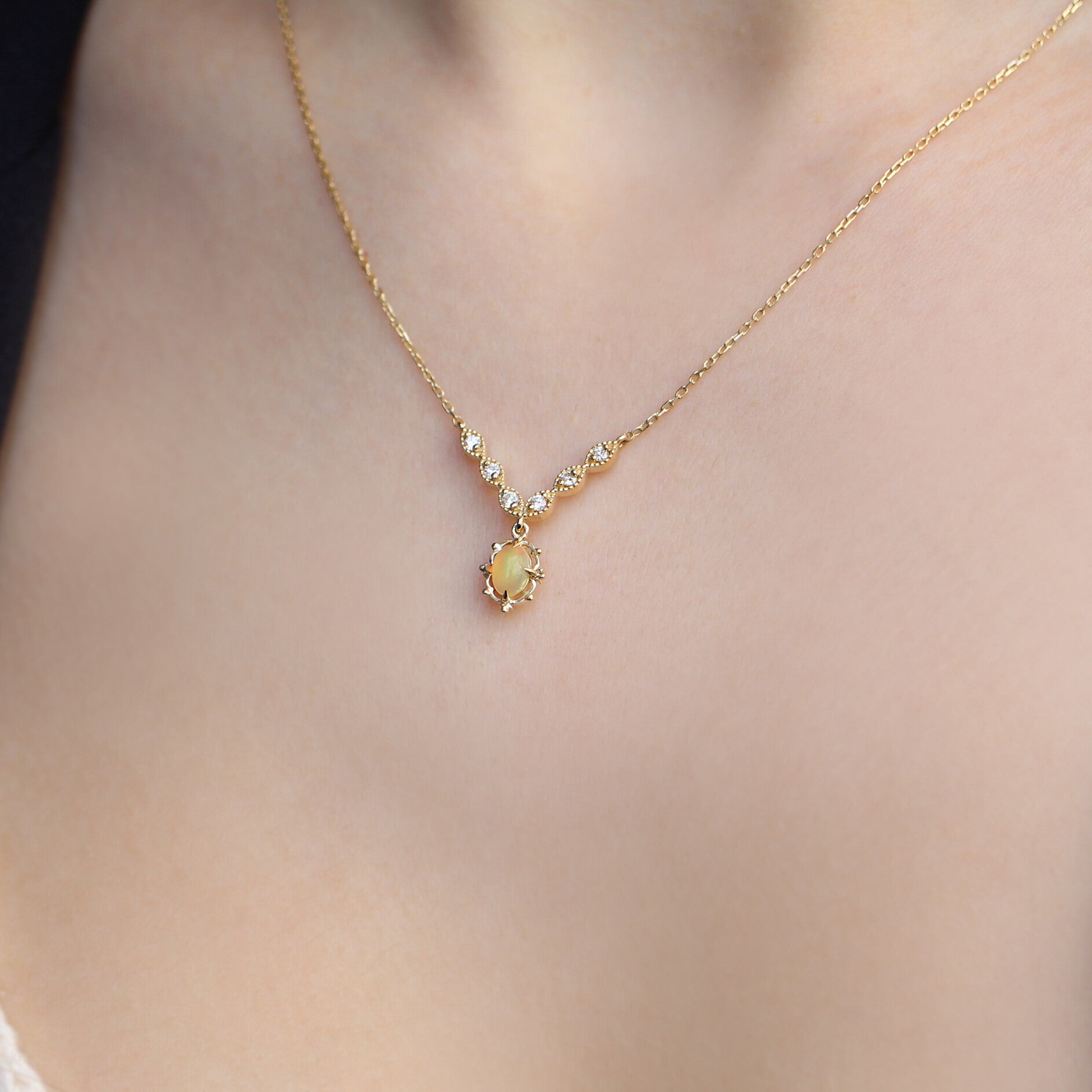Vintage Aria Opal & Diamond Necklace