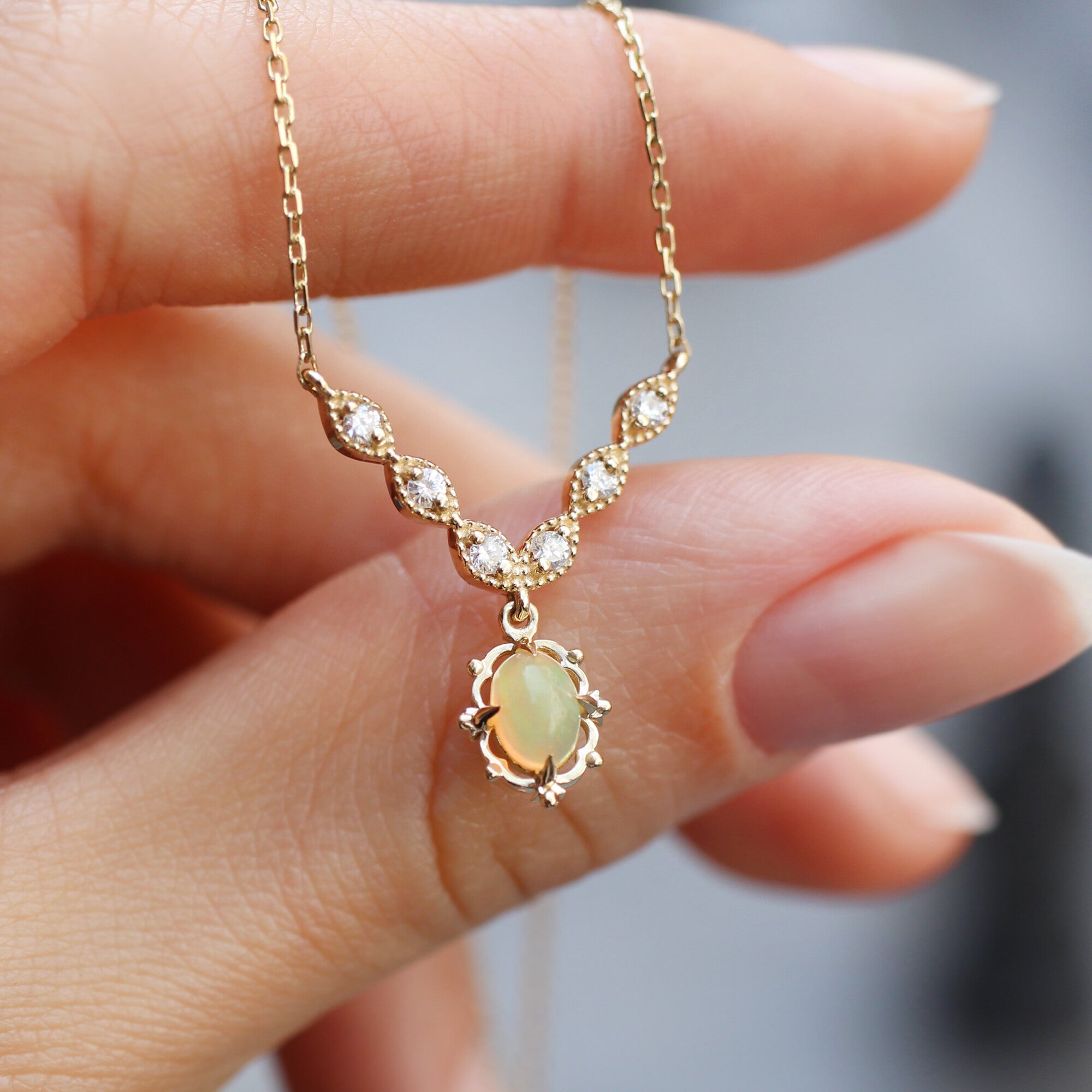 Vintage Aria Opal & Diamond Necklace