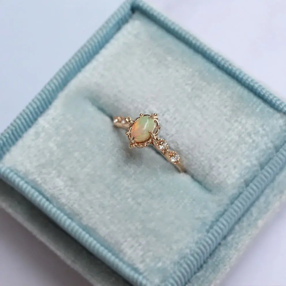 Vintage Opal & Diamond Ring