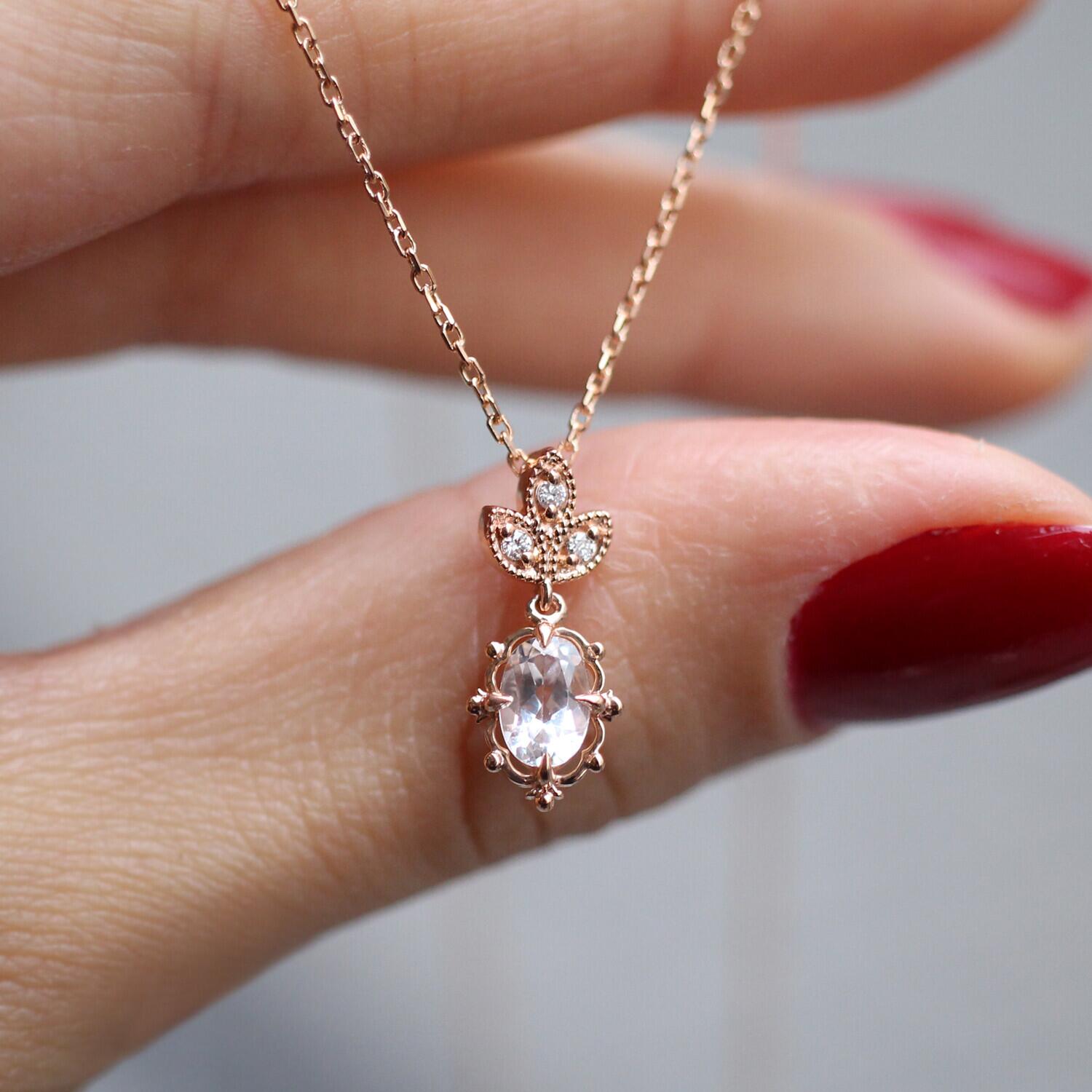 "Dream Box" Aria Diamant & Weißer Topas Halskette