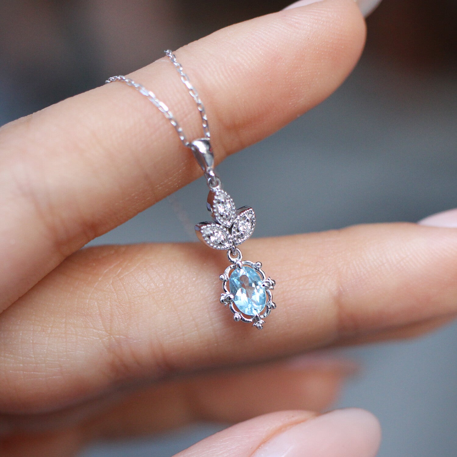 Vintage Aria Diamond & Blue Topaz Necklace