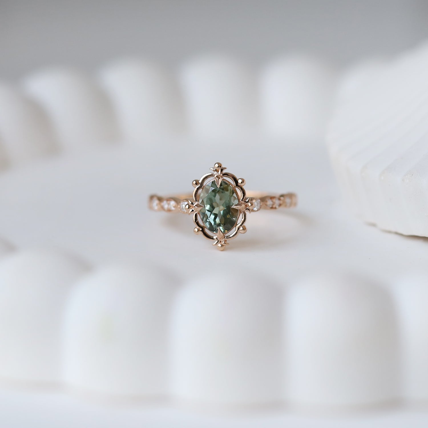 Vintage Aria Green Tourmaline & Diamond Ring