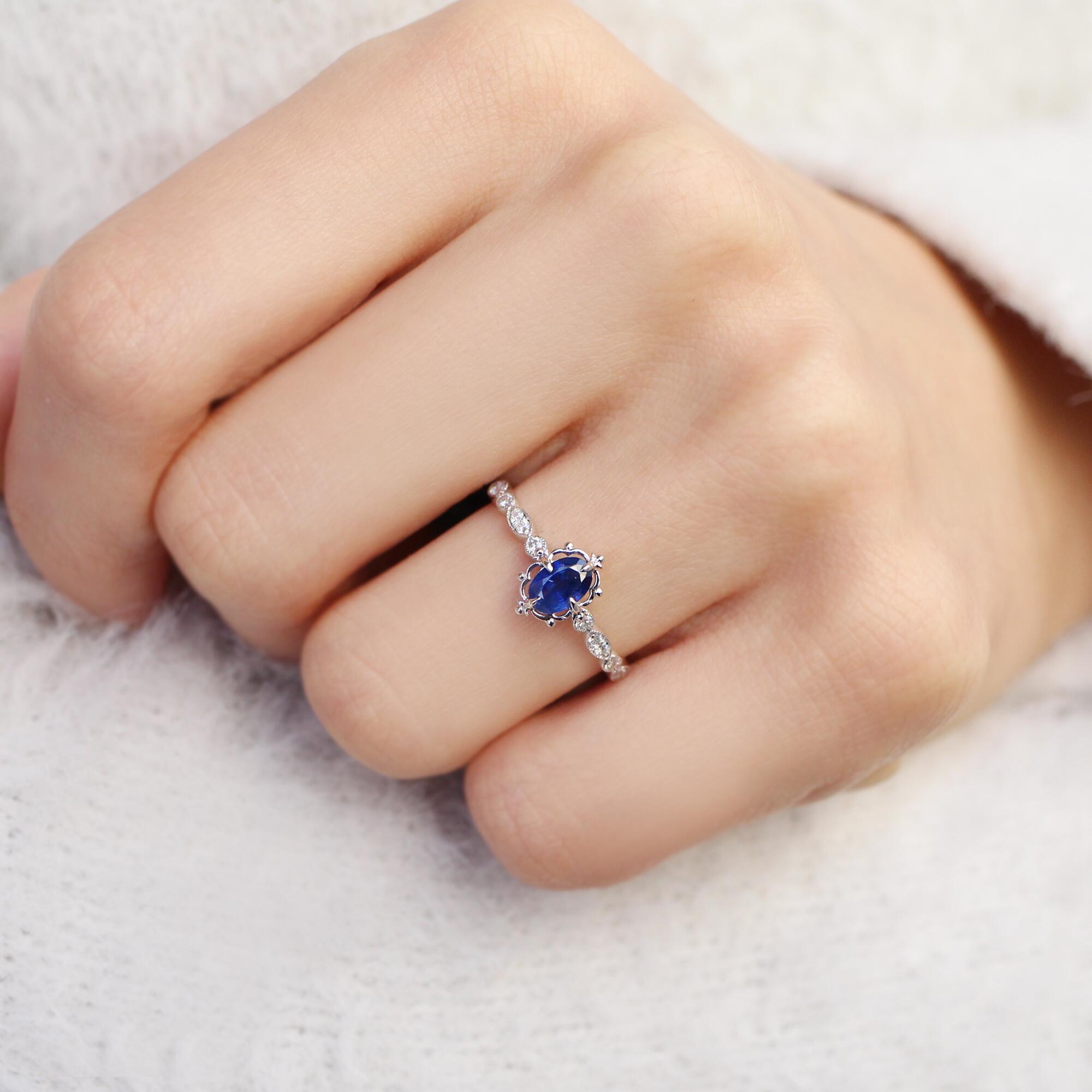 Vintage Sapphire & Diamond Aria Ring