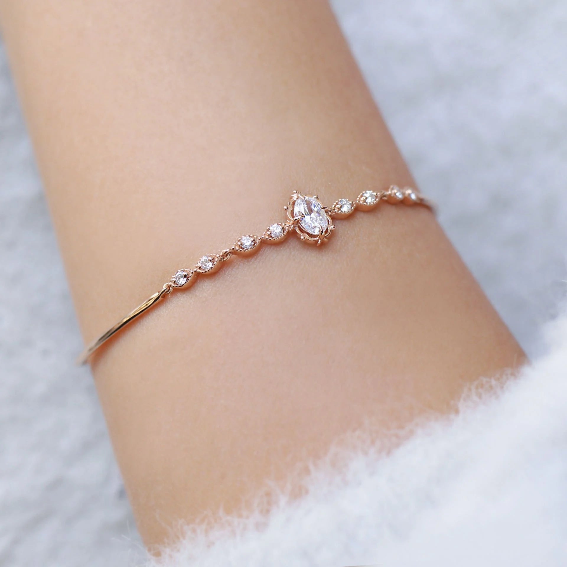 Vintage Aria Design White Topaz & Diamond Bracelet