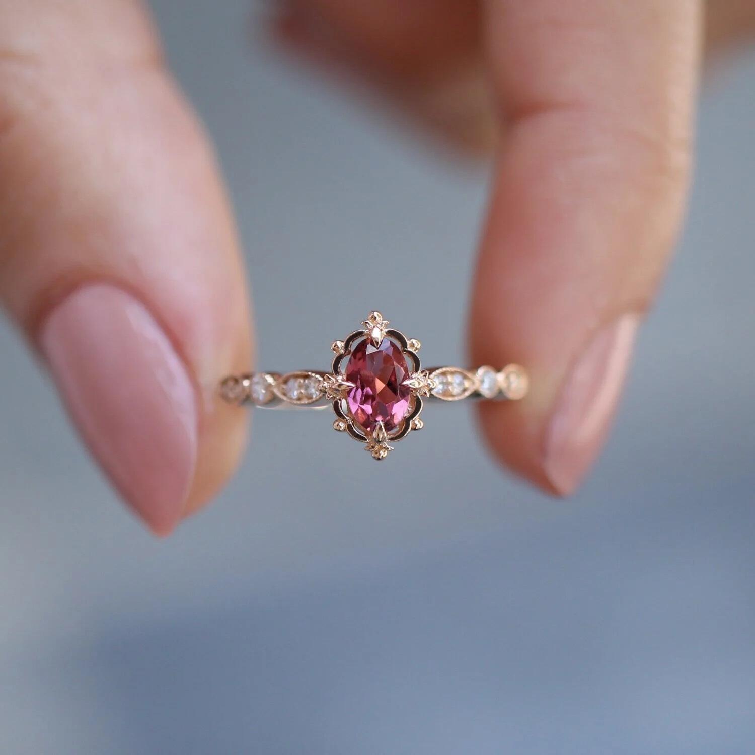 Vintage Aria Tourmaline & Diamond Ring