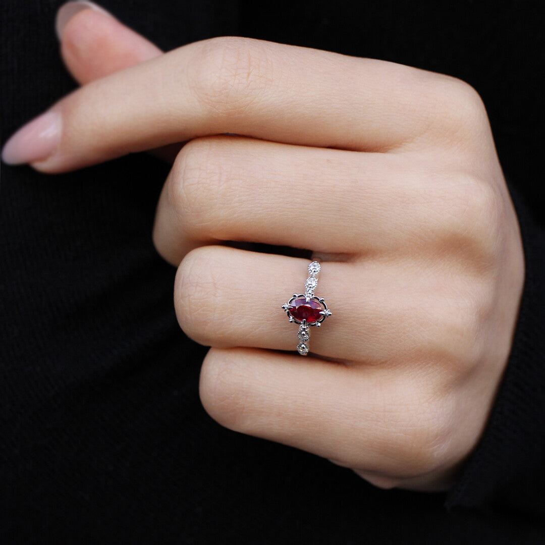Vintage Aria Ruby & Diamond Ring