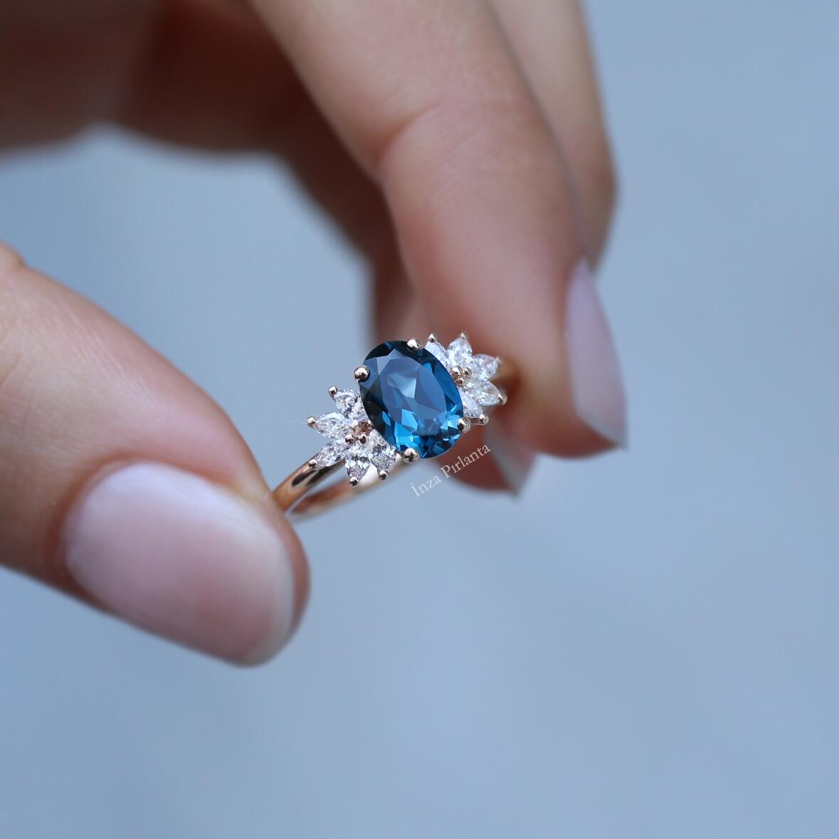 Vintage Arte London Blue & Diamond Ring