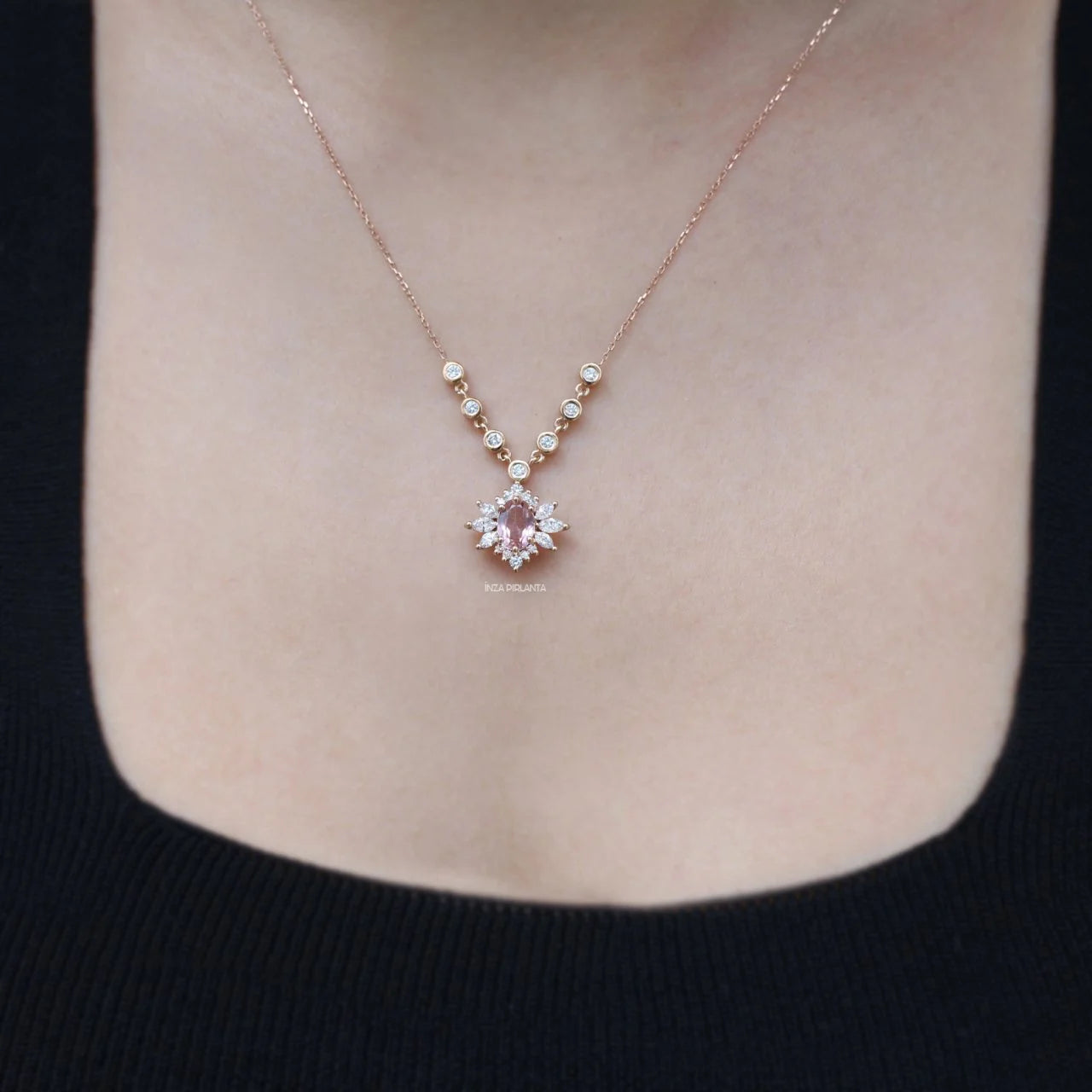 Vintage Artemis Morganit & Diamant Halskette
