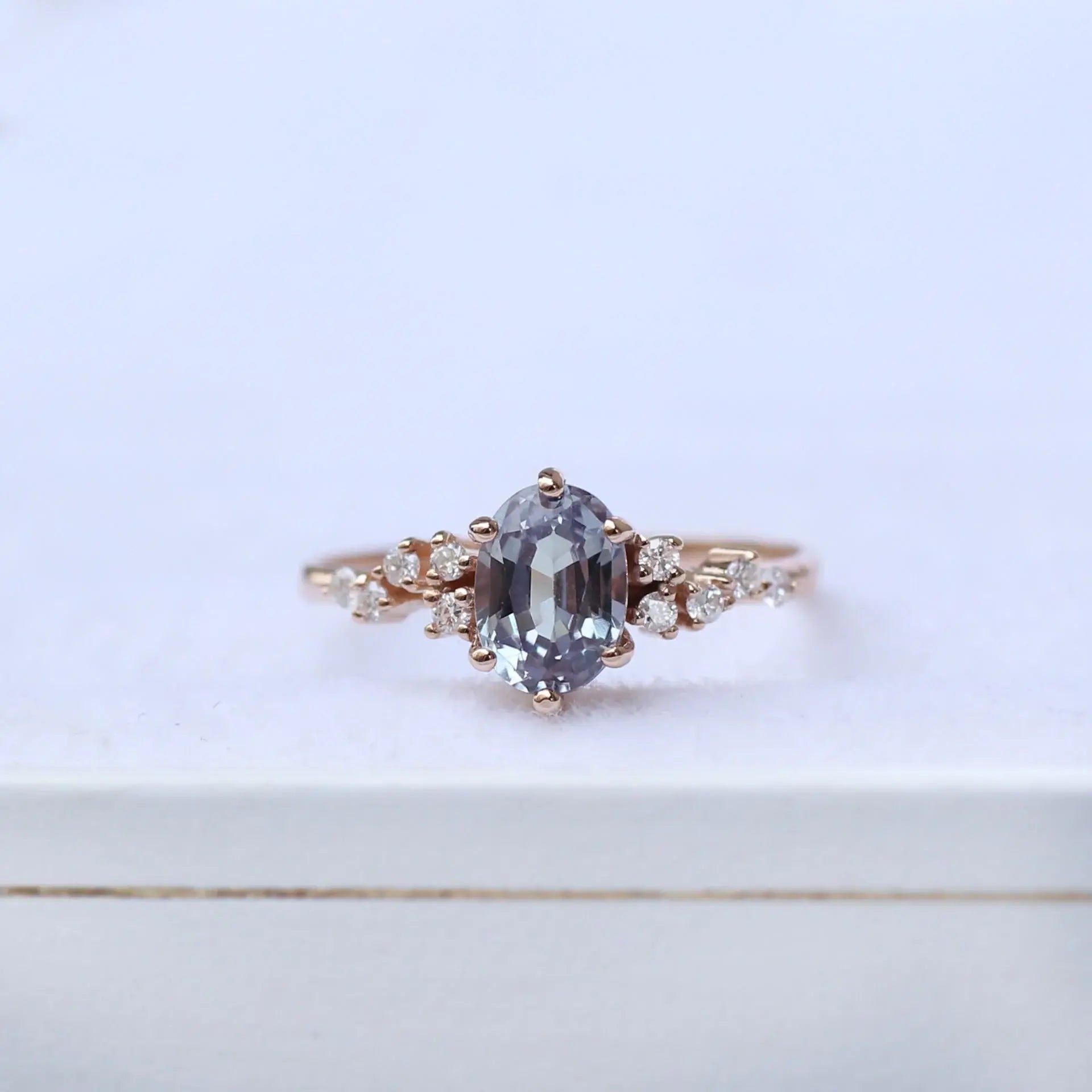 Vintage Asymmetric Diamond & Alexandrite Ring