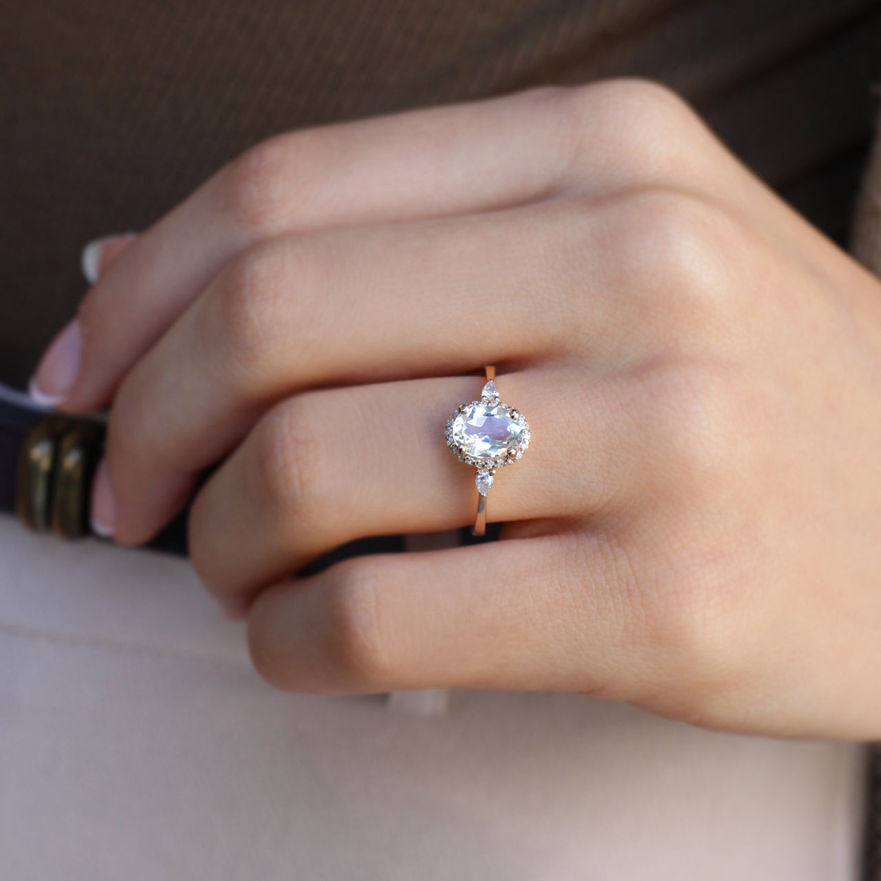 Vintage White Topaz & Diamond Ring
