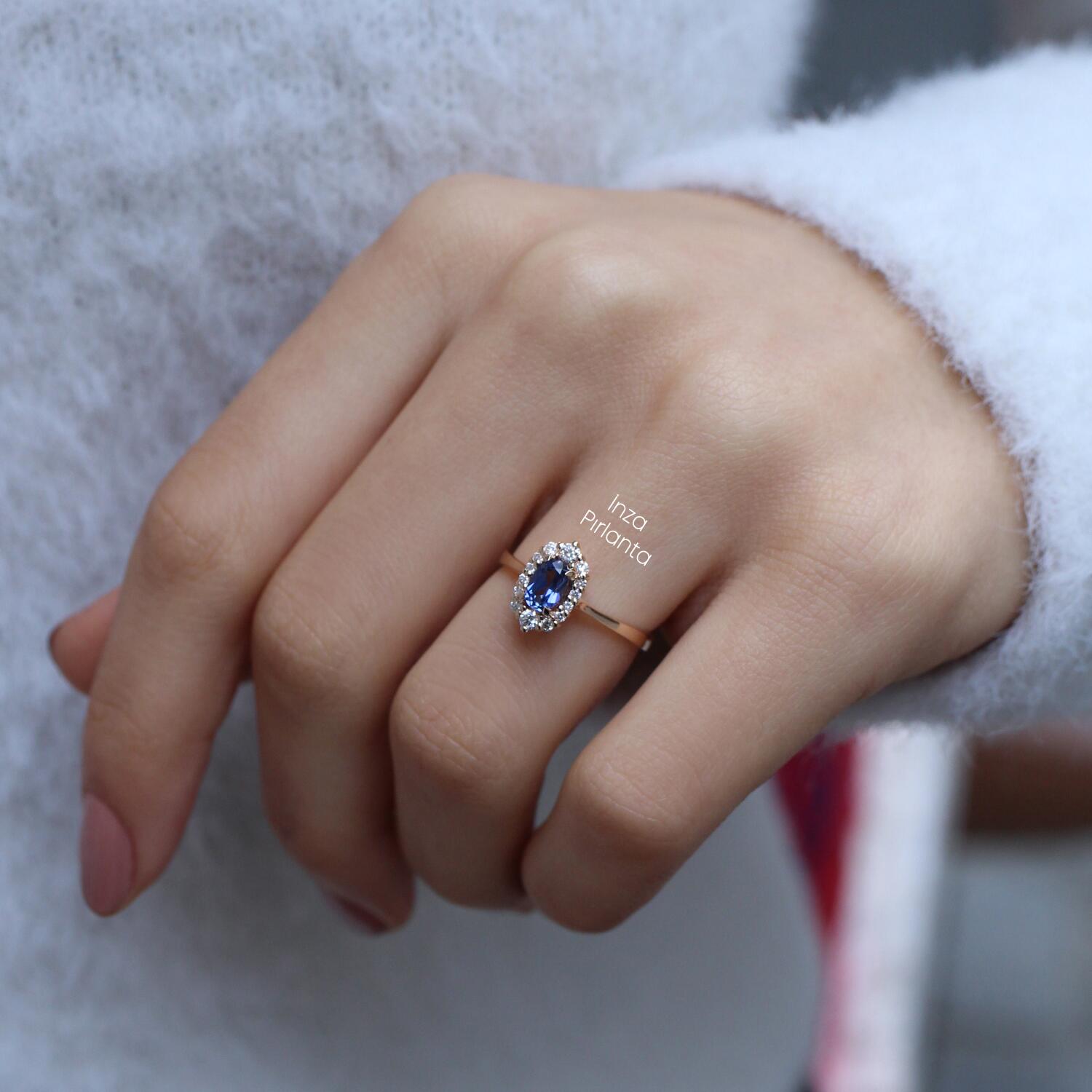 Vintage Blautopas & Diamantring