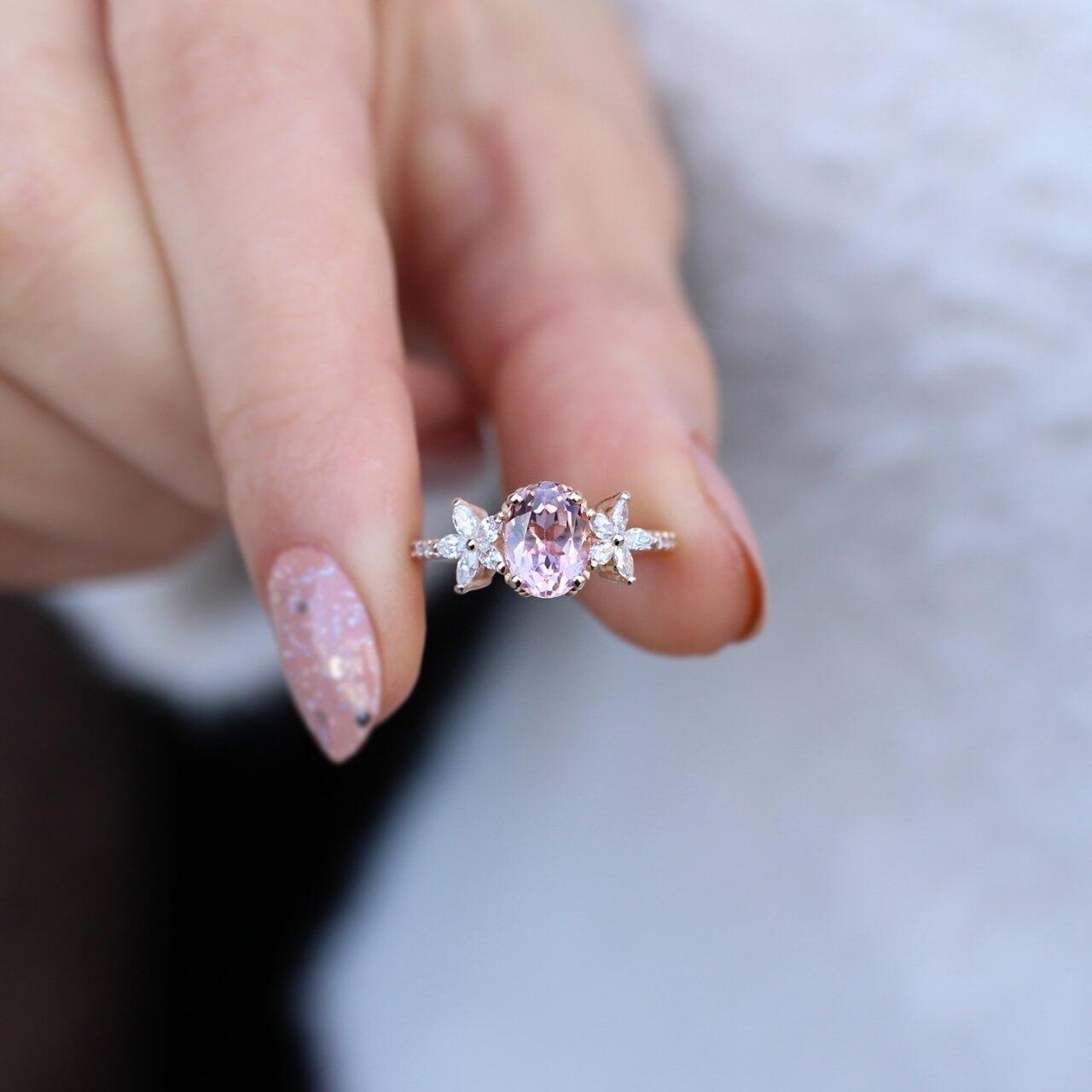 Vintage Daisy Morganite & Diamond Ring