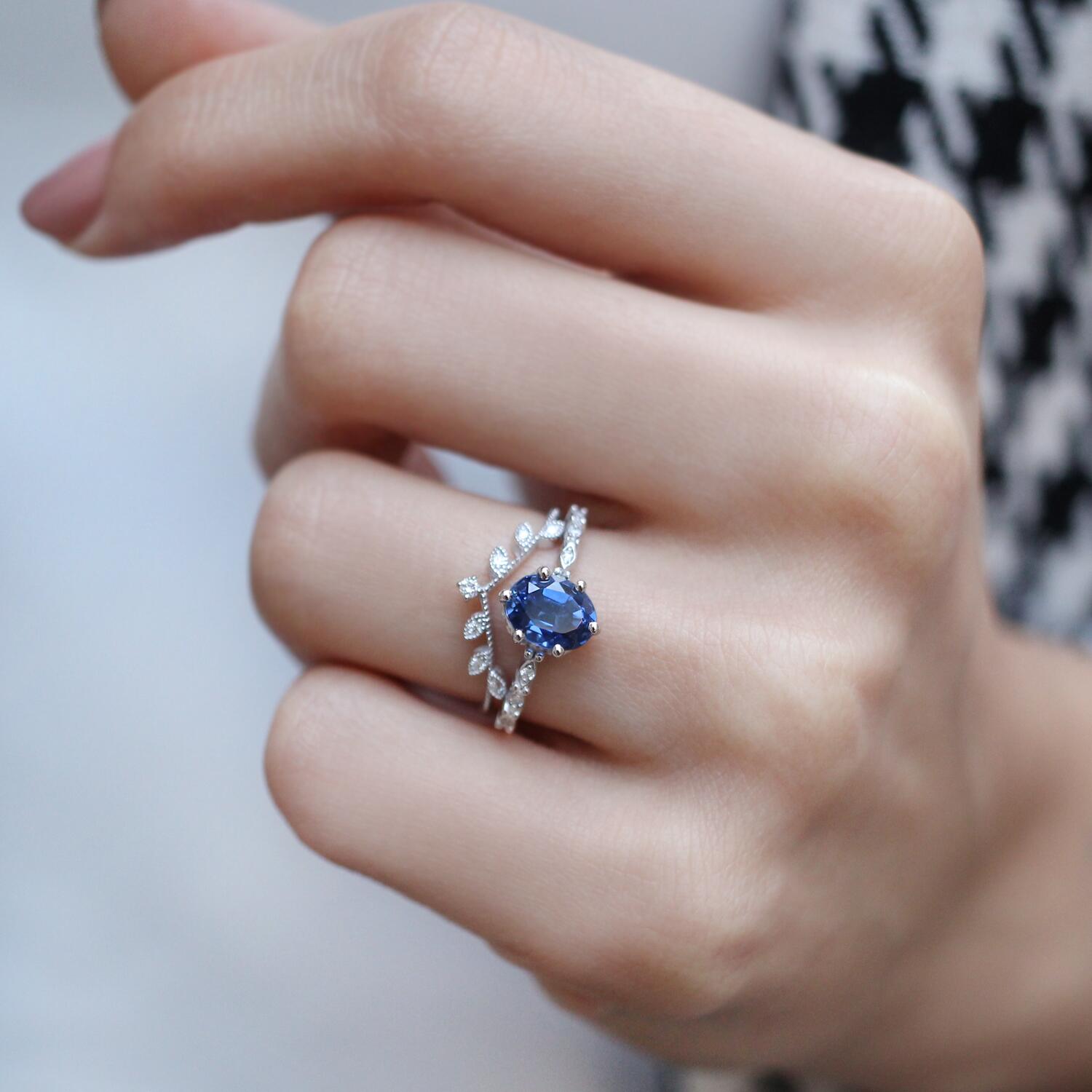Vintage Branch & Sapphire Diamond Ring