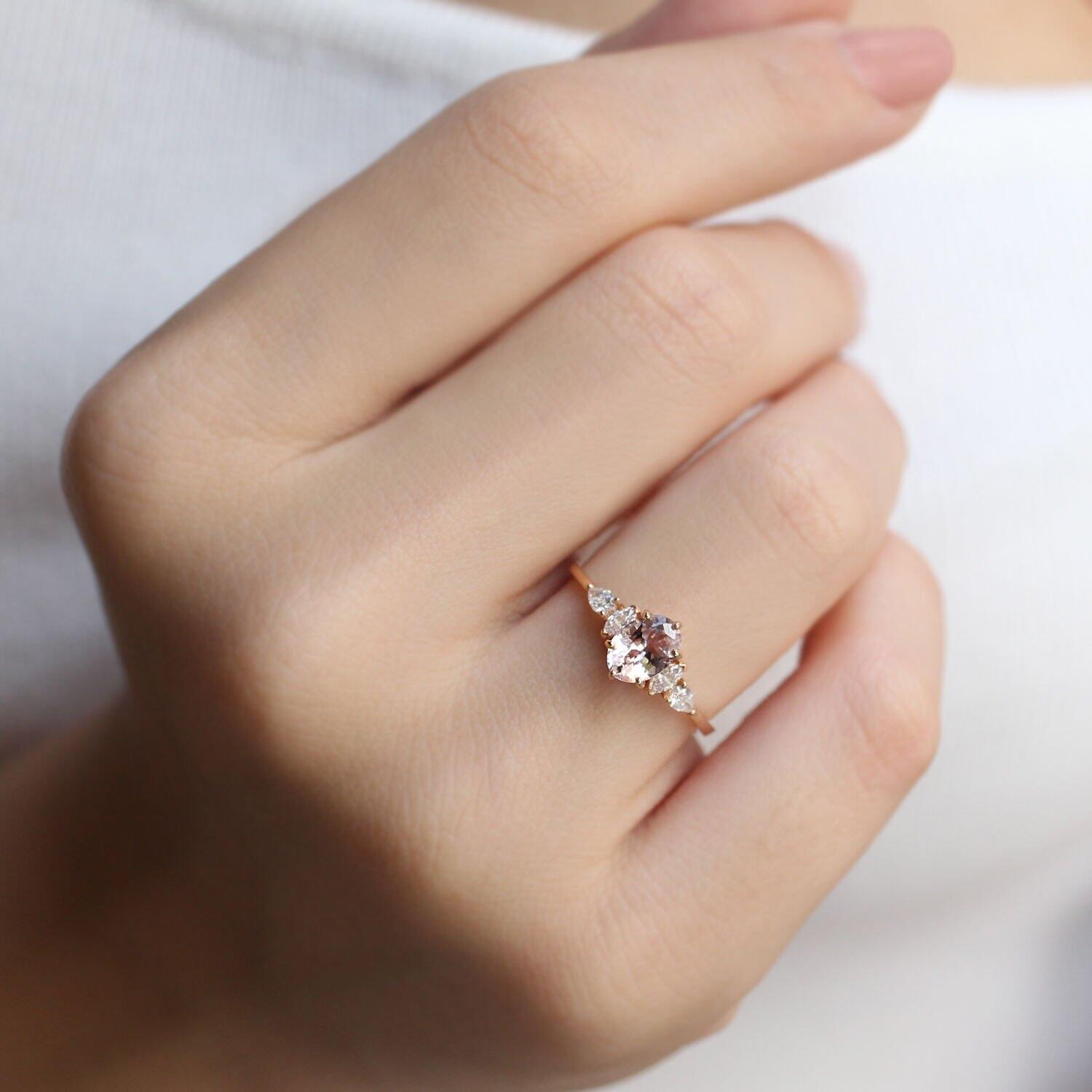 Vintage Diana Morganite & Diamond Ring