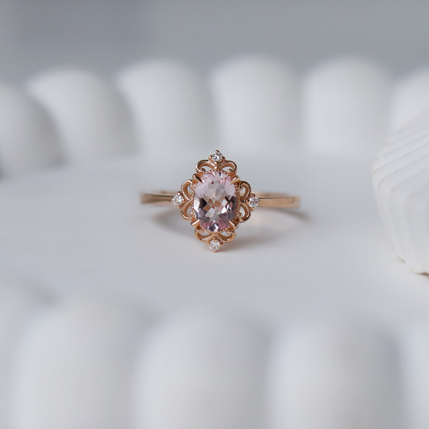 Vintage Emma Morganite & Diamond Ring