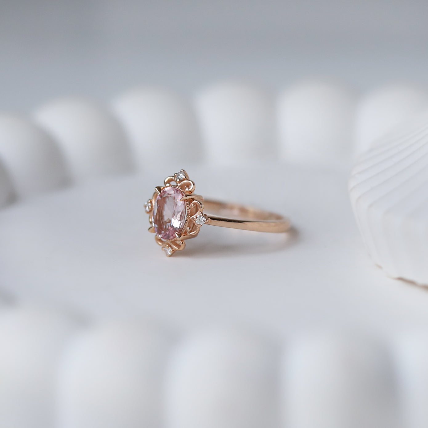 Vintage Emma Morganite & Diamond Ring
