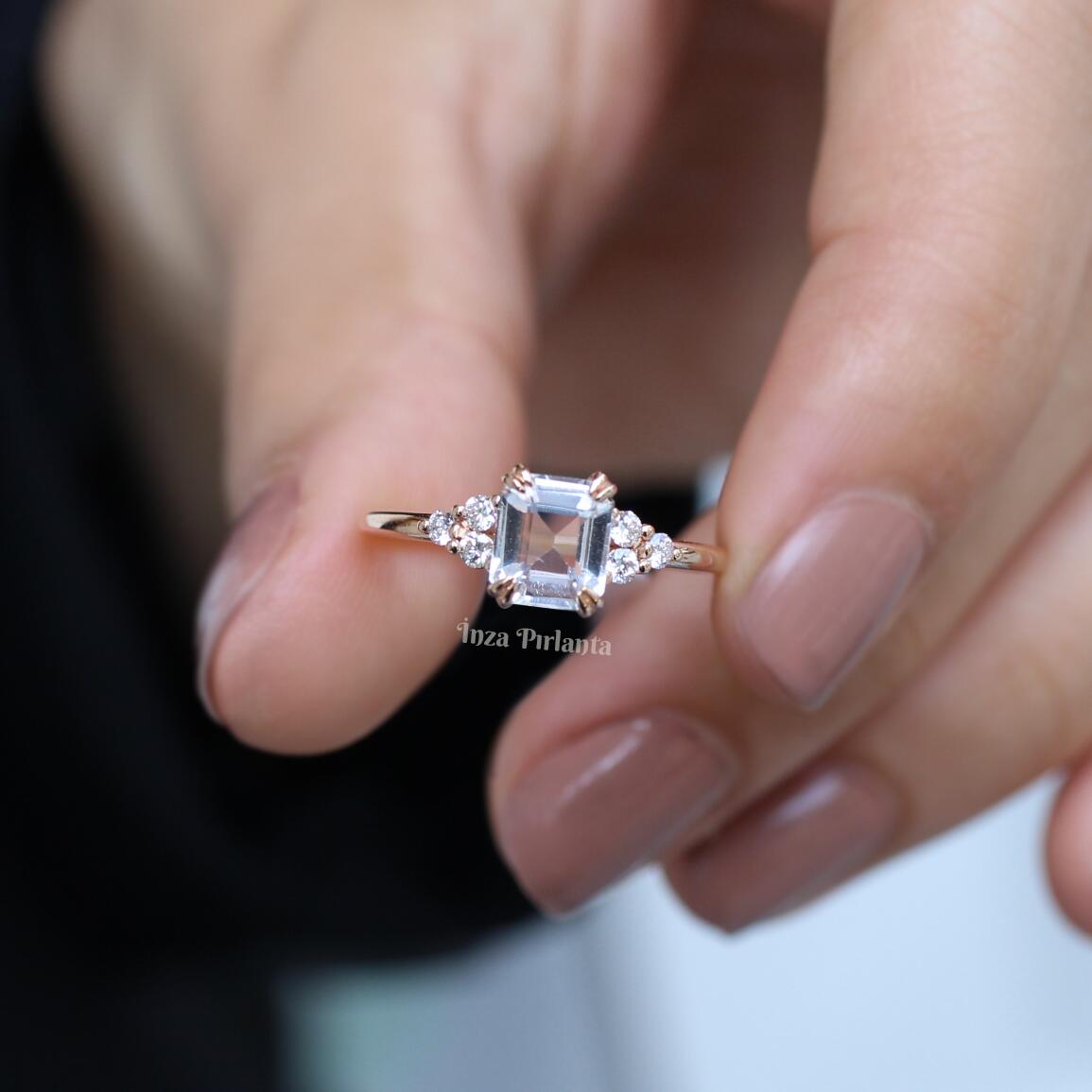 Vintage Lily White Sapphire & Diamond Ring
