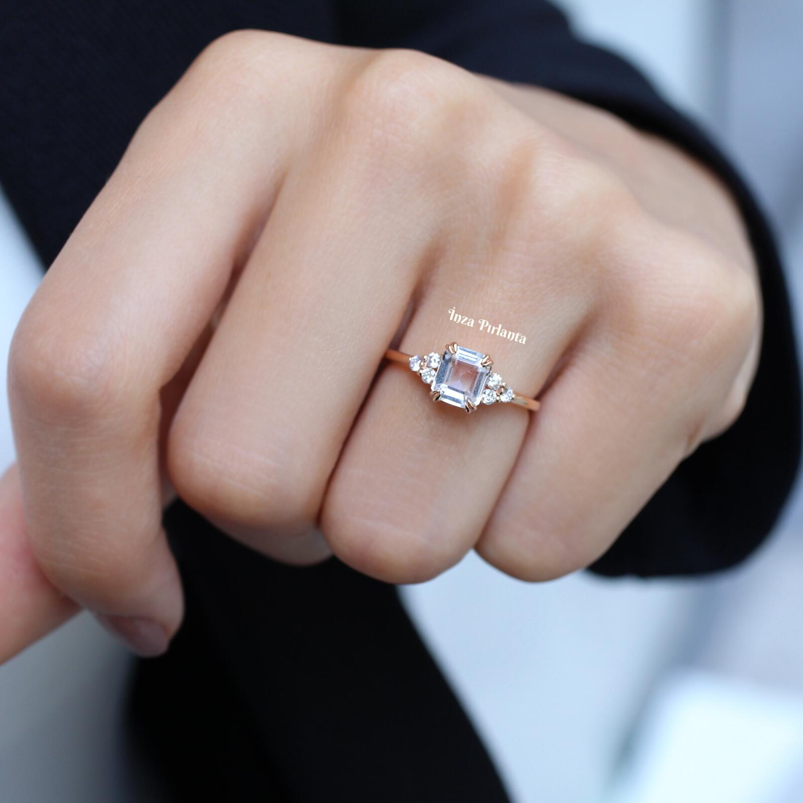 Vintage Lily White Sapphire & Diamond Ring