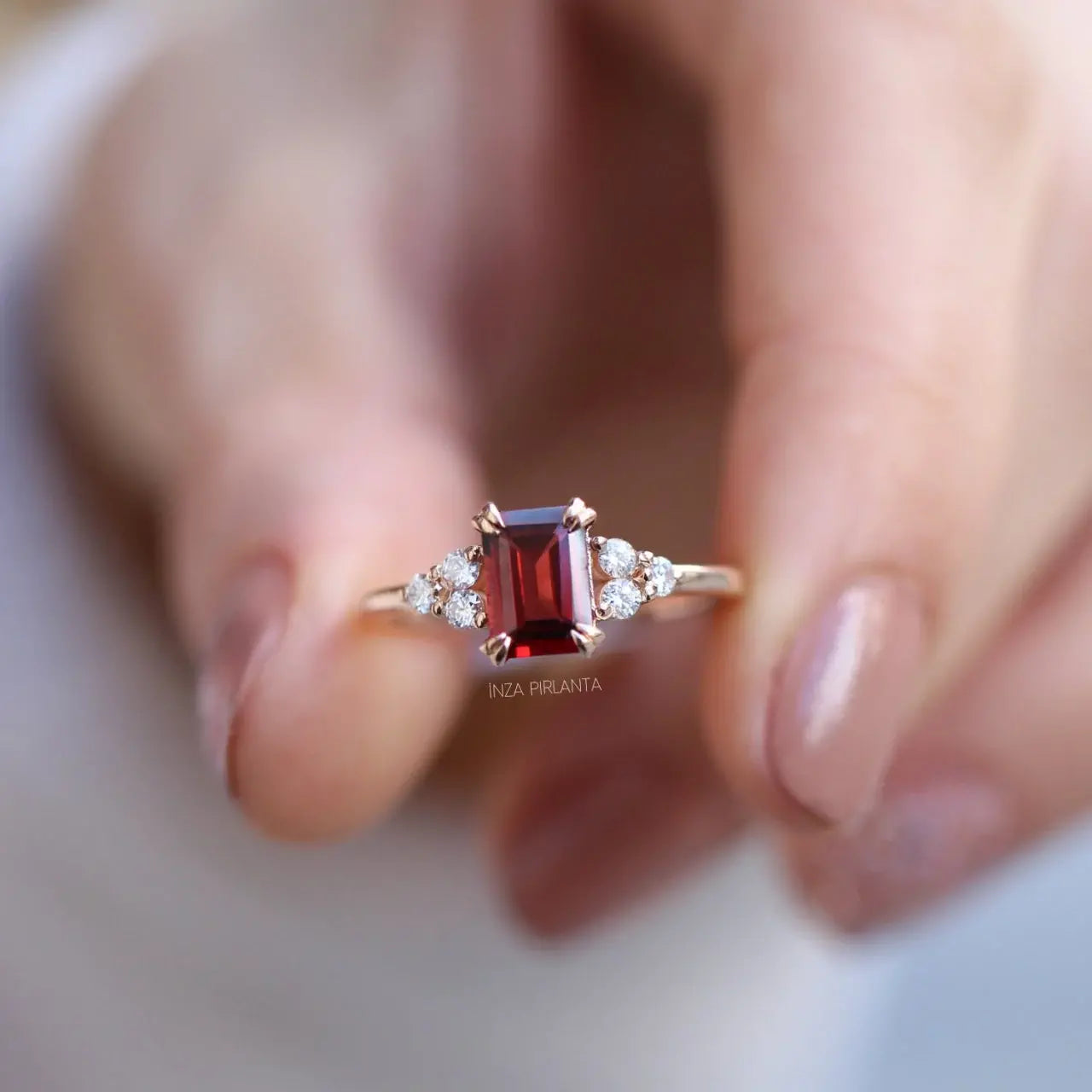 Vintage Lily Garnet & Diamond Ring