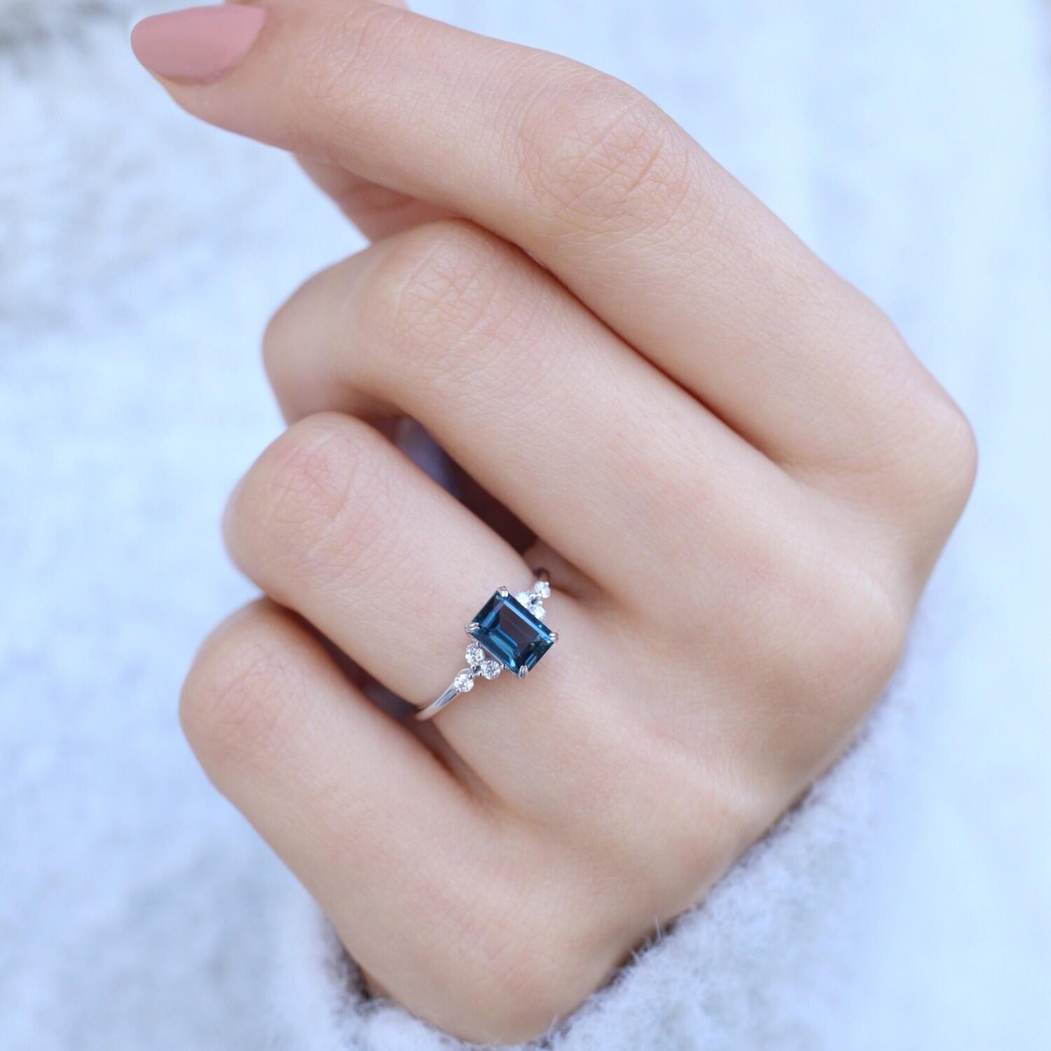 Vintage Lily London Blue & Diamond Ring