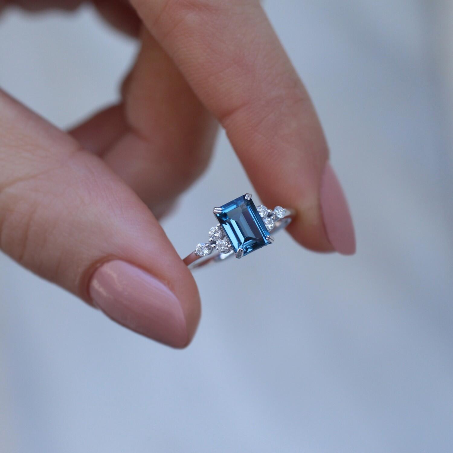 Vintage Lily London Blue & Diamond Ring