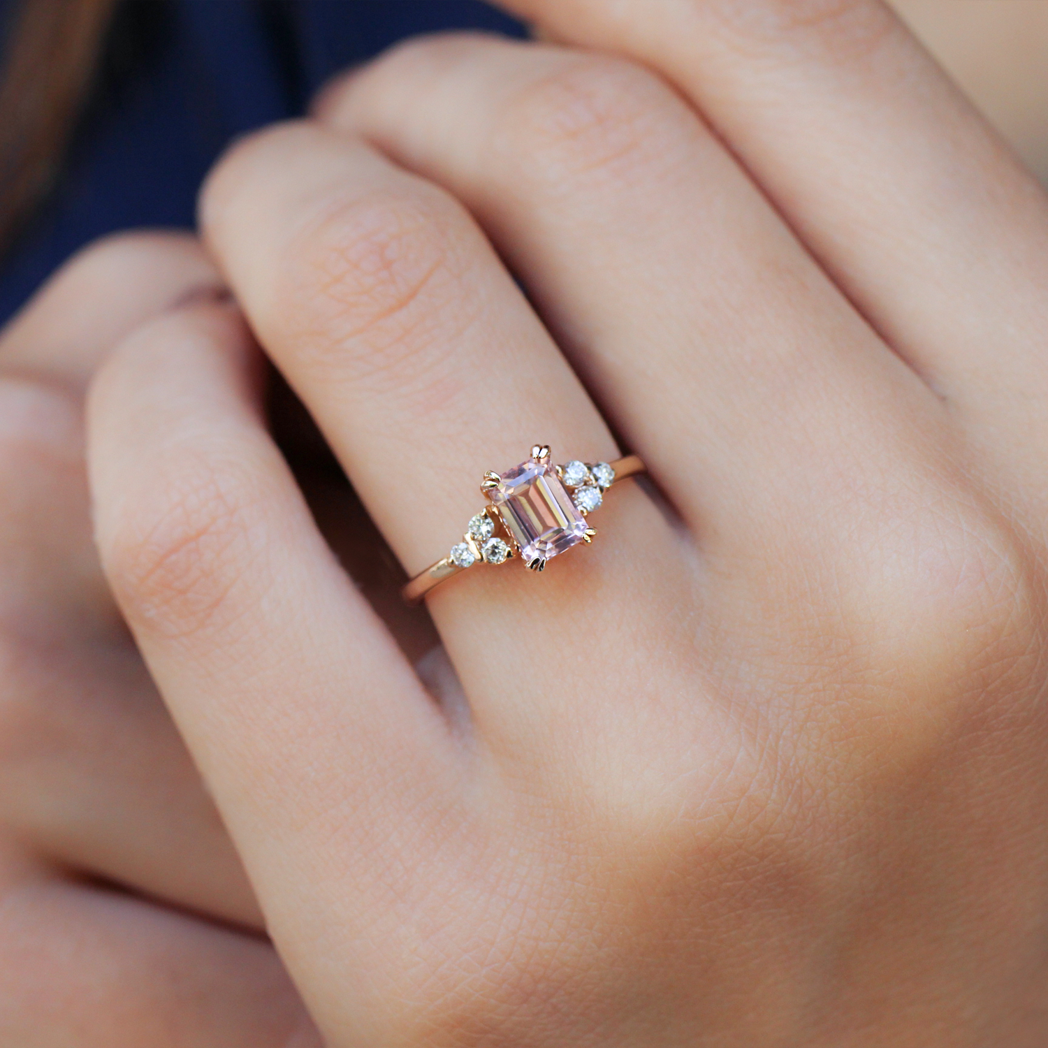 Vintage Lily Morganite & Diamond Ring