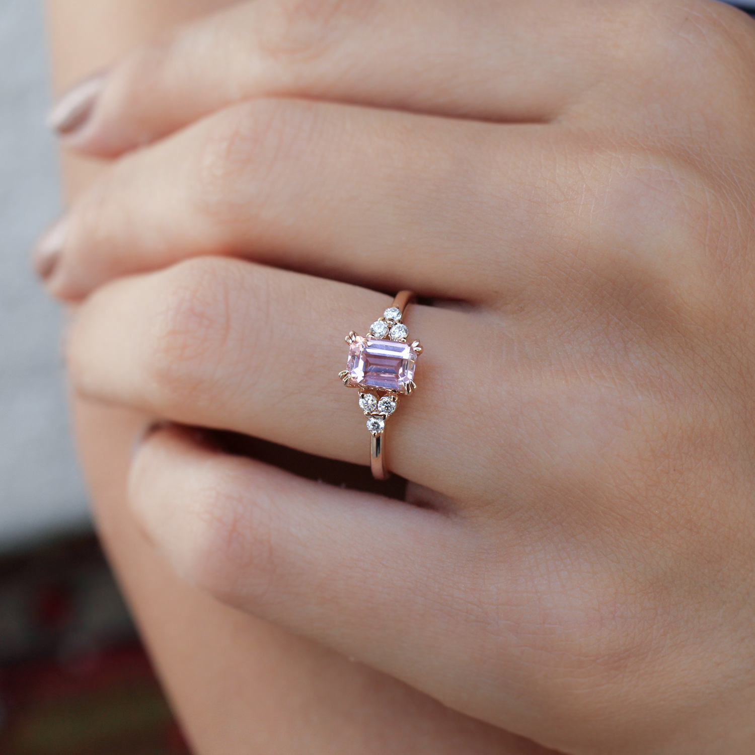 Vintage Lily Morganit & Diamant Ring
