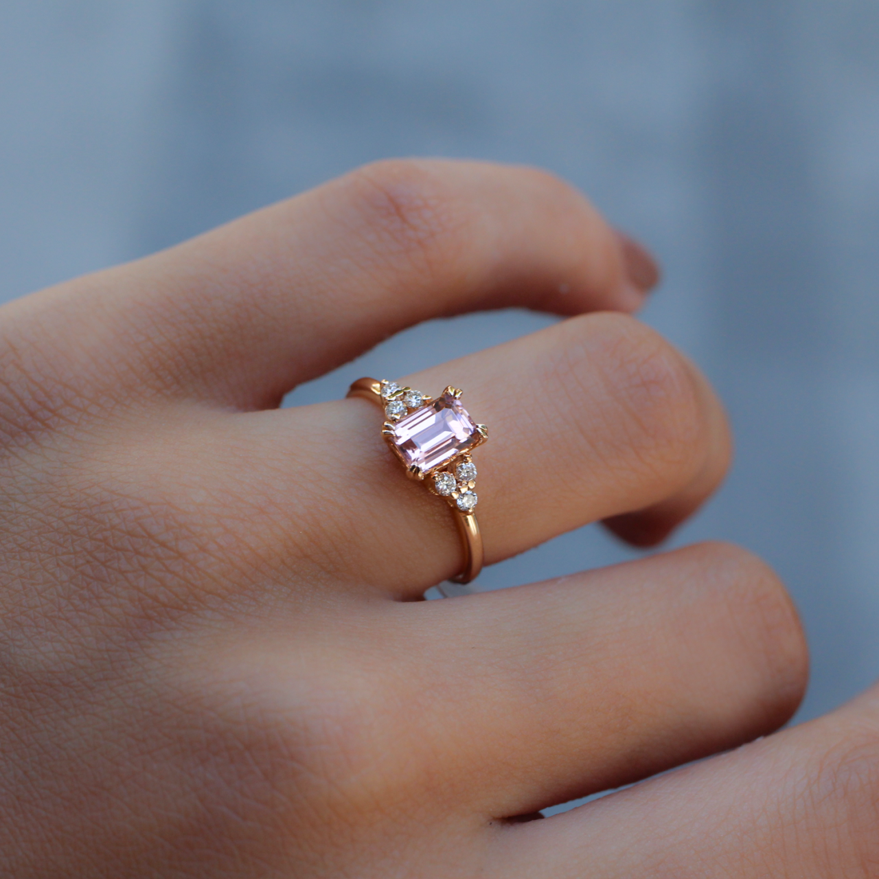 Vintage Lily Morganite & Diamond Ring