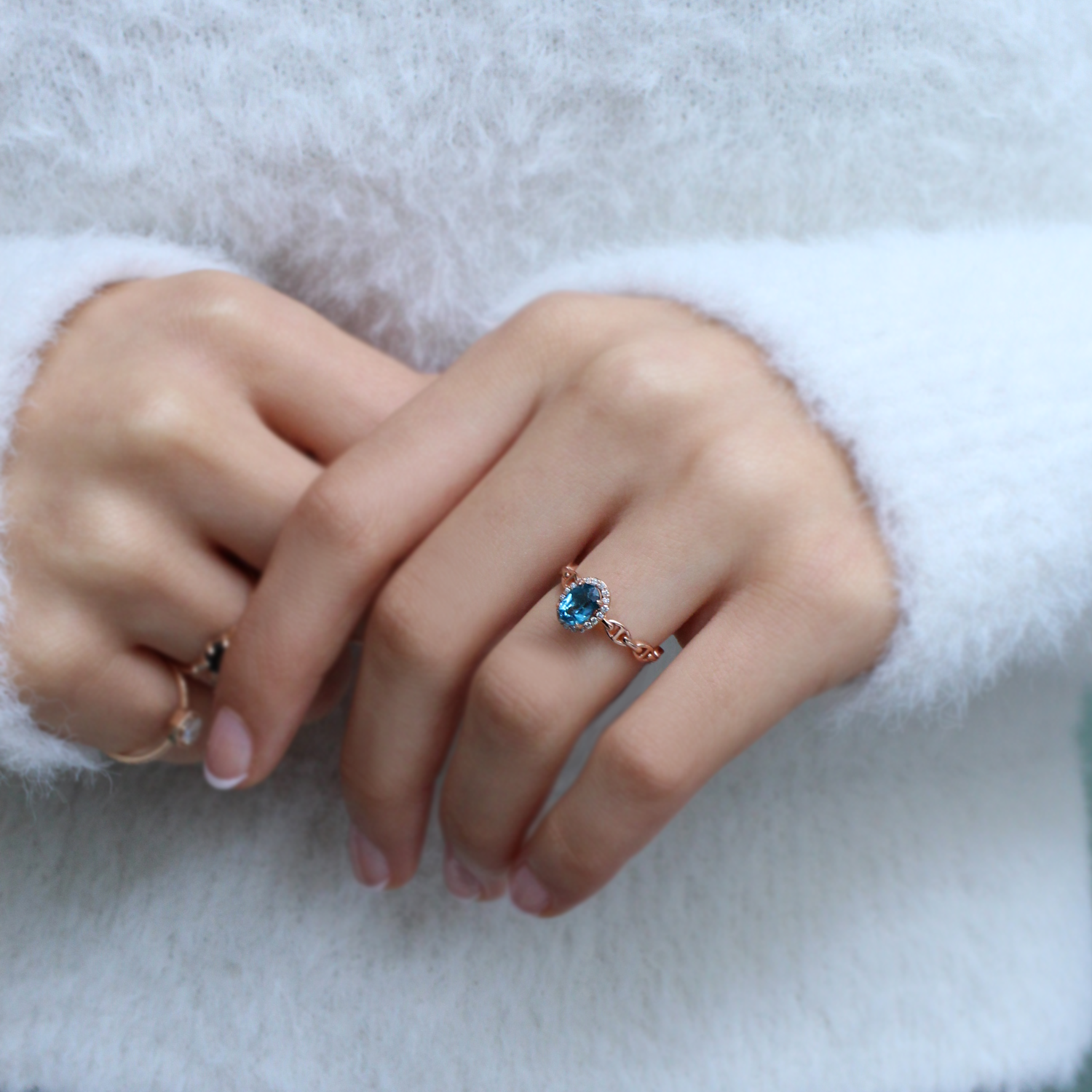 Vintage London Blue & Diamond Ring