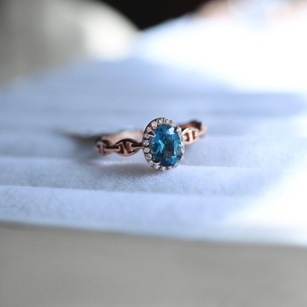 Vintage London Blue & Diamond Ring