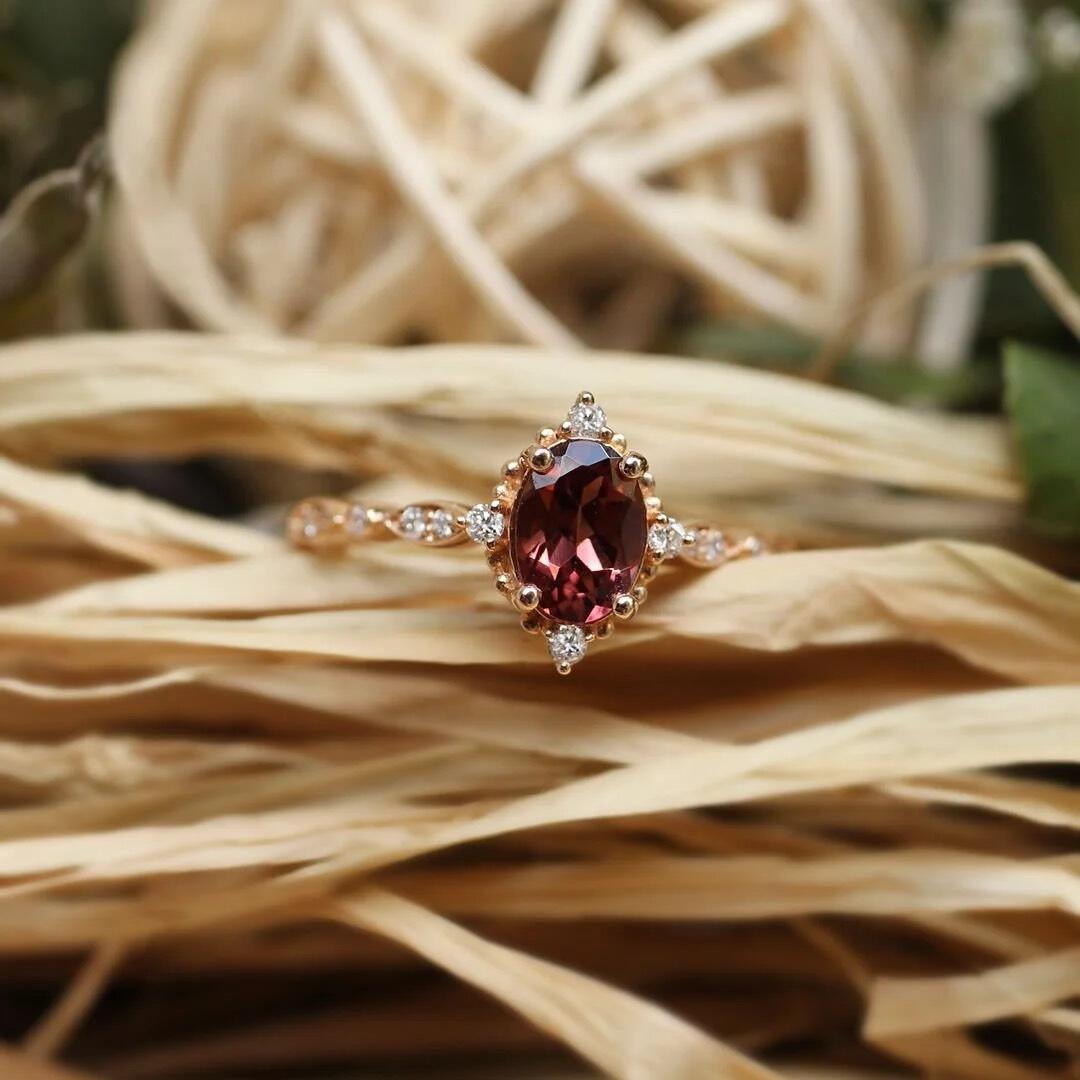 Vintage Mini Selius Tourmaline & Diamond Ring