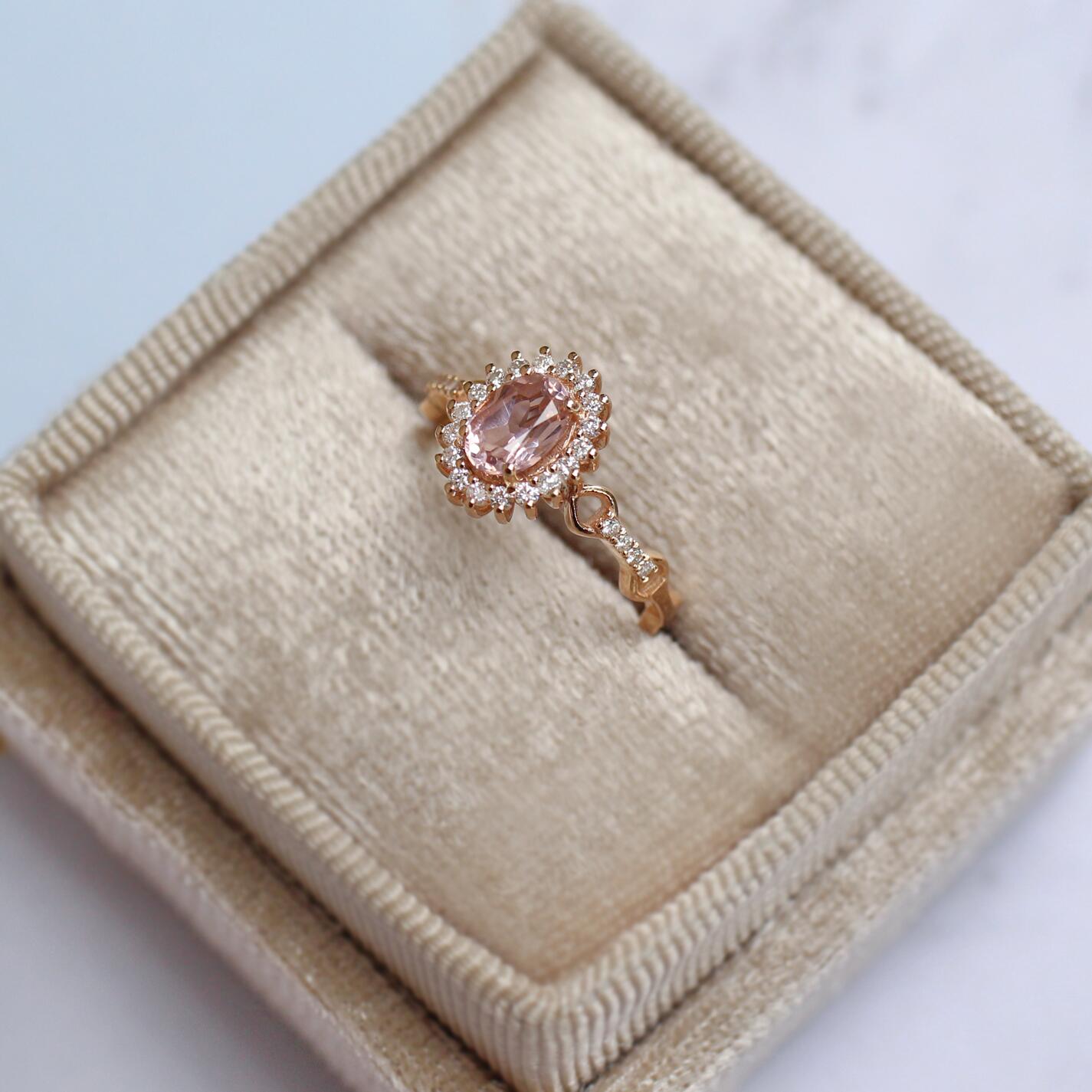 Vintage Morganite & Diamond Ring