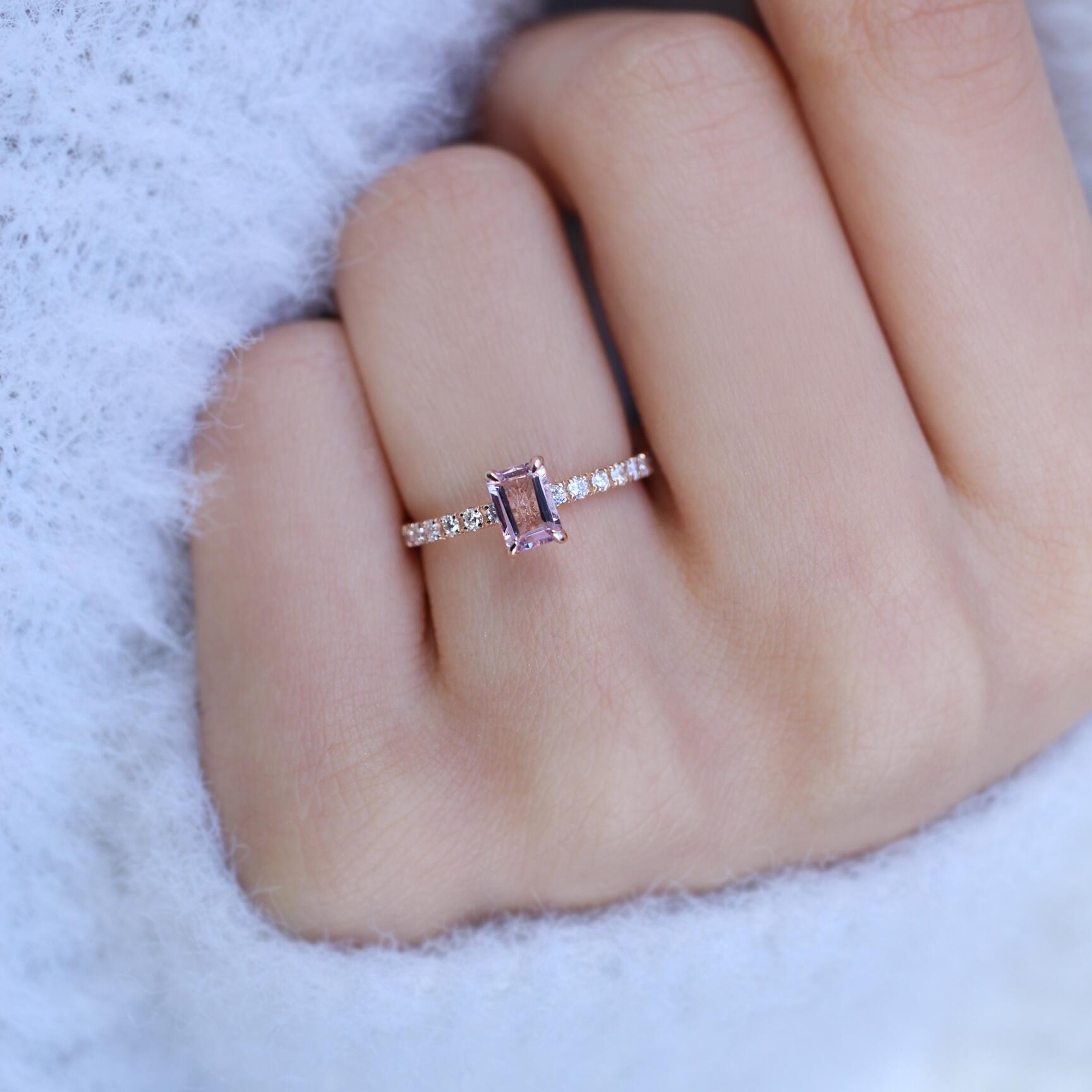 Vintage Morganite & Diamond Ring