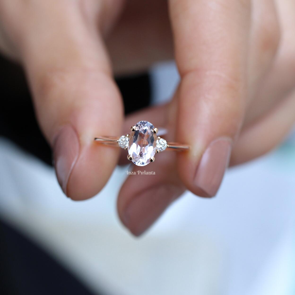 Vintage Morganite & Diamond Ring