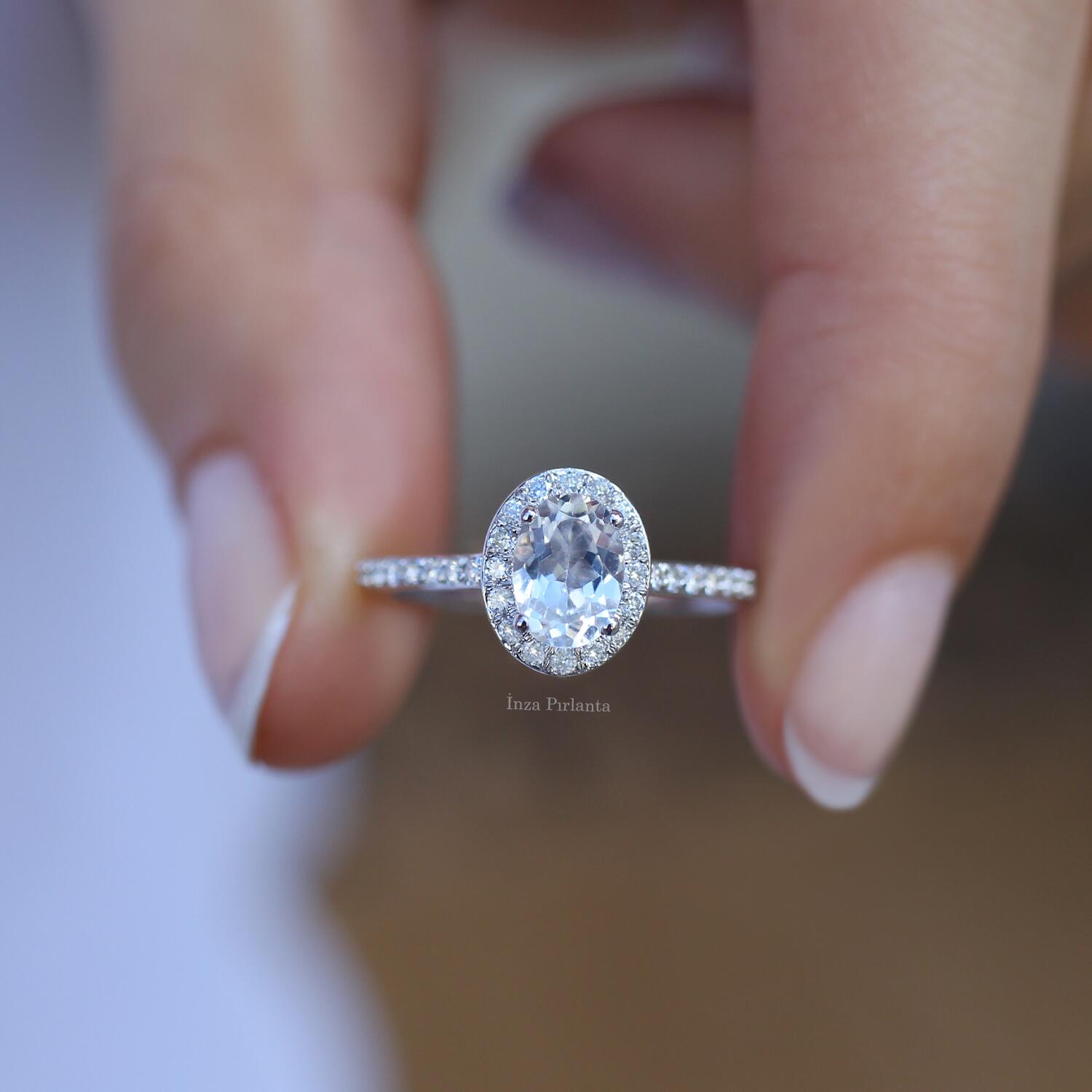 Vintage White Topaz & Diamond Ring
