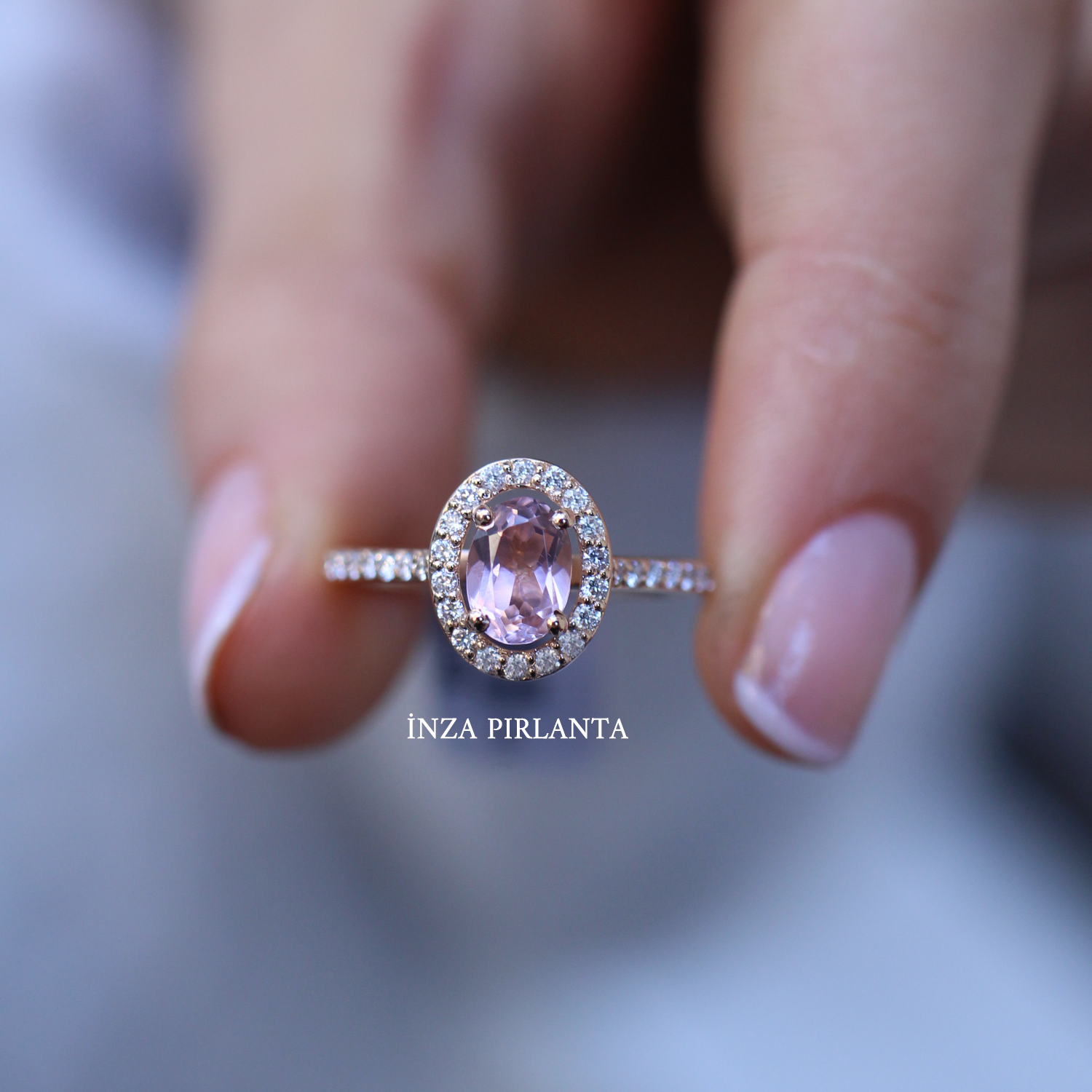 Vintage Oval Morganite & Diamond Ring