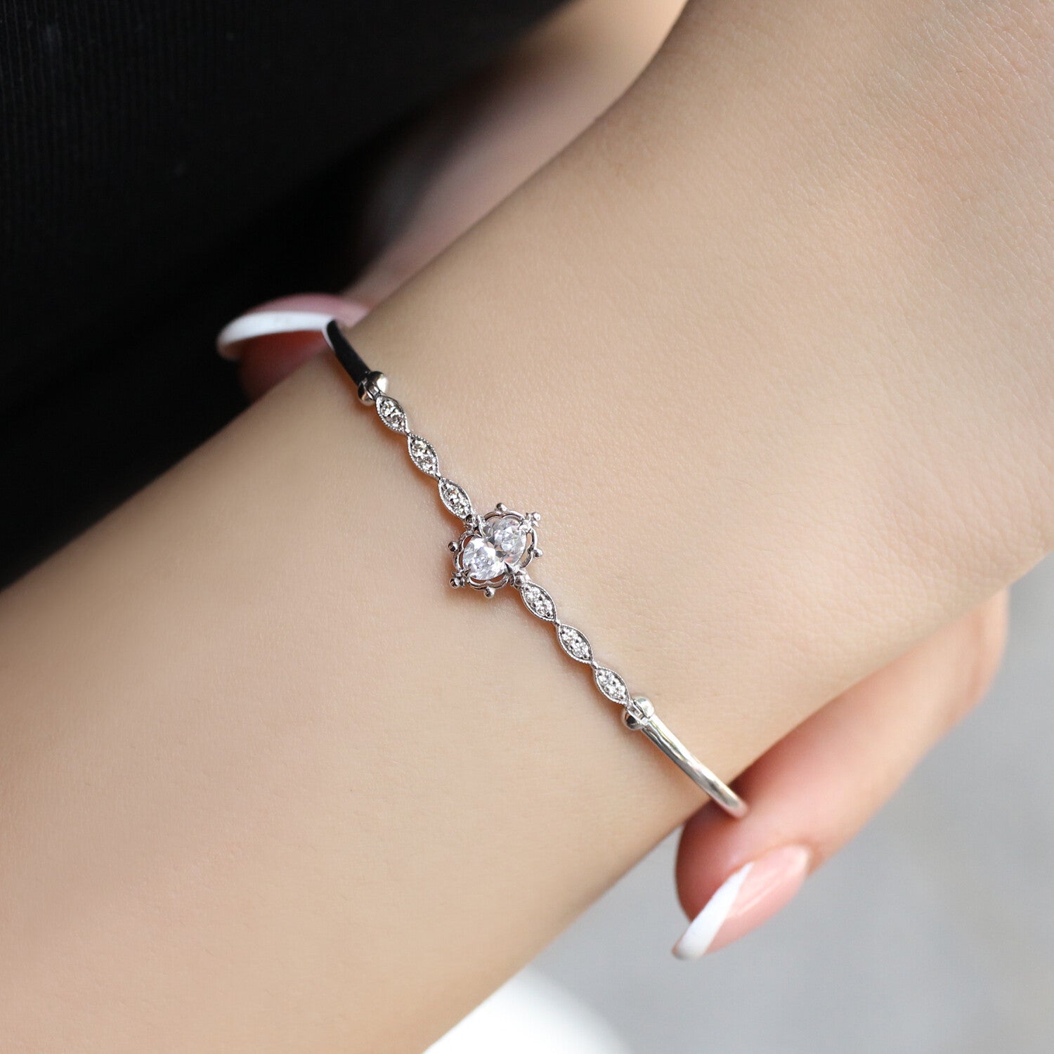 Vintage Custom Design Aria White Topaz & Diamond Bracelet