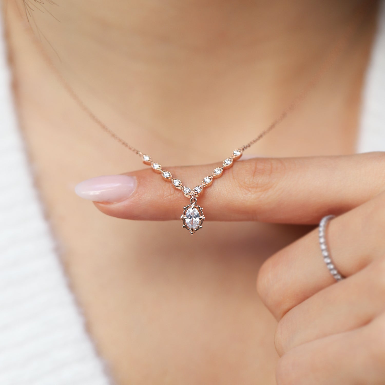 Vintage Custom Designed Aria Diamond & White Topaz Necklace