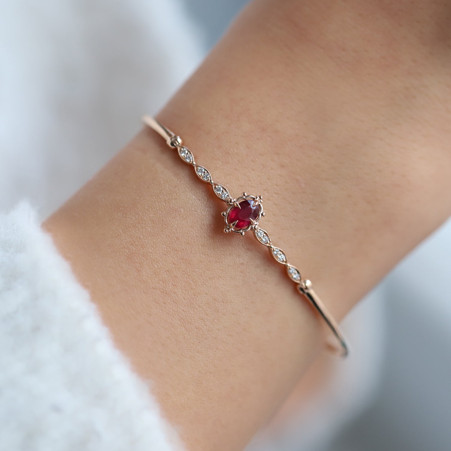 Vintage Custom Design Aria Ruby & Diamond Bracelet