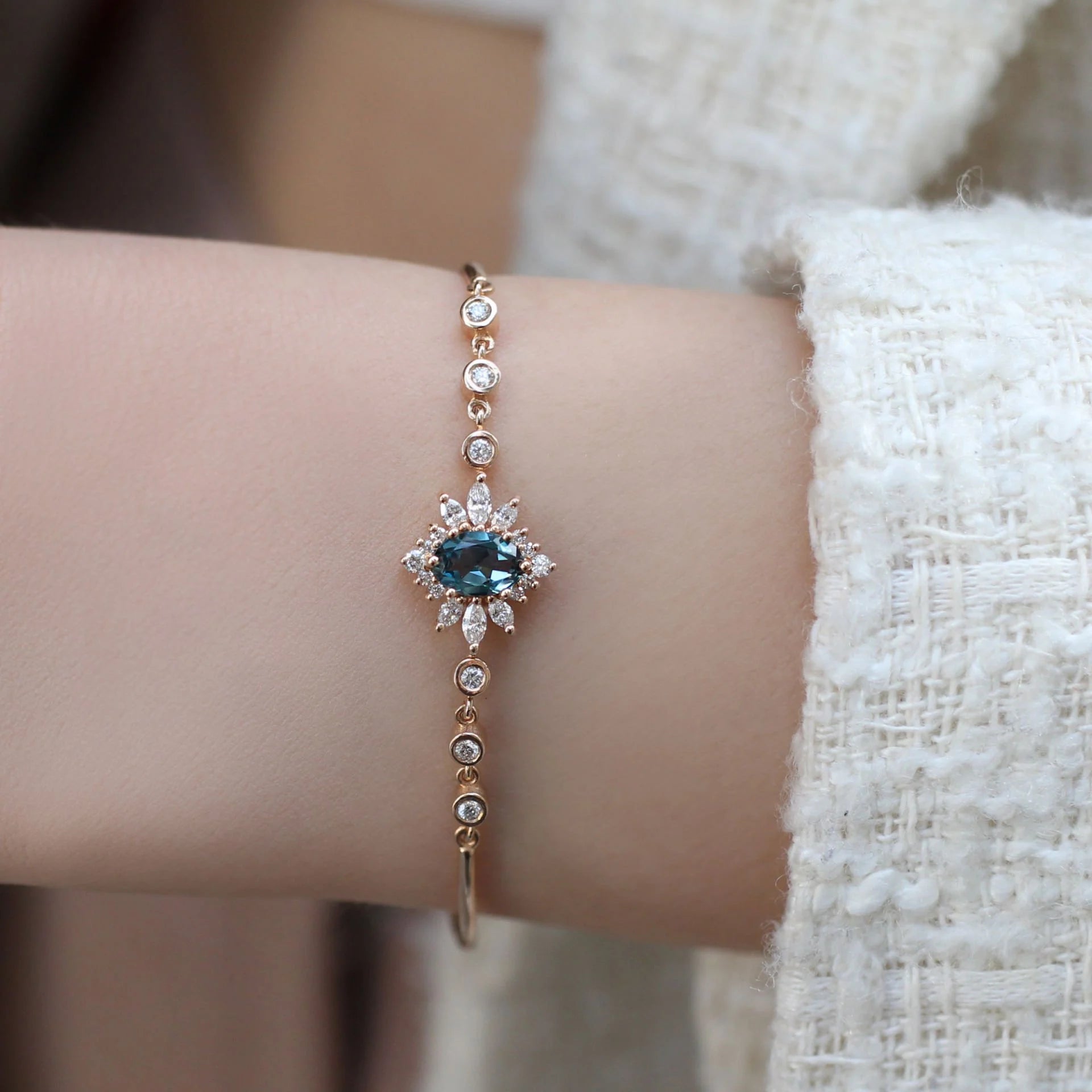 Vintage Custom Designed Artemis London Blue & Diamond Bracelet