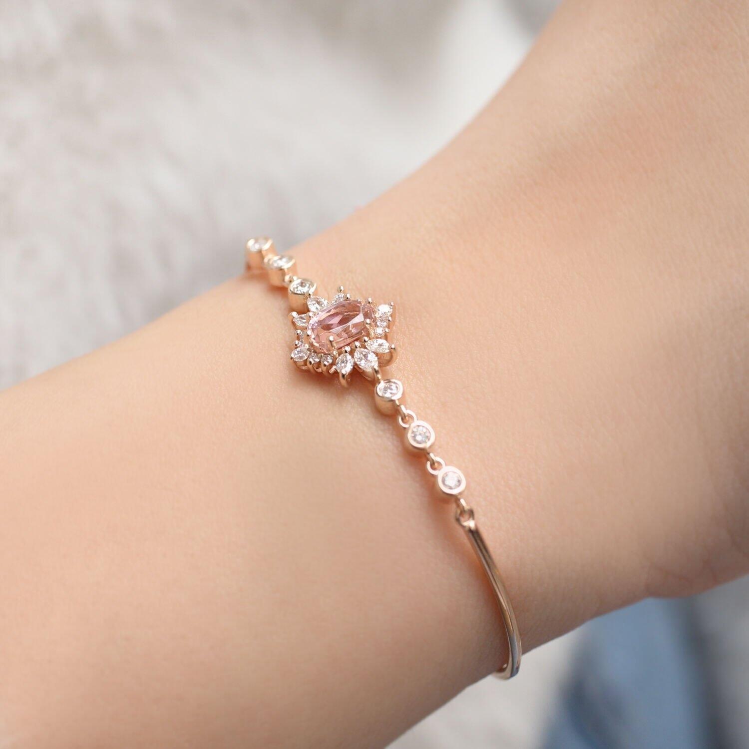 Vintage Custom Design Artemis Morganite & Diamond Bracelet