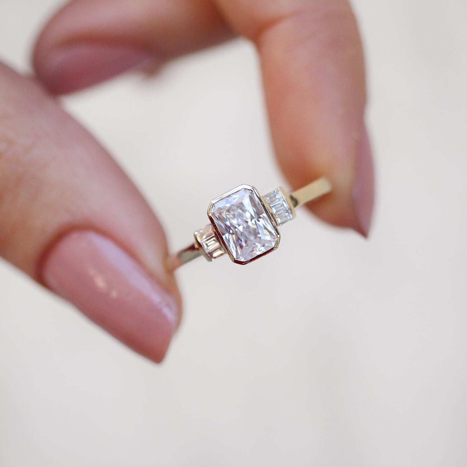 Vintage Custom Design White Topaz & Diamond Ring