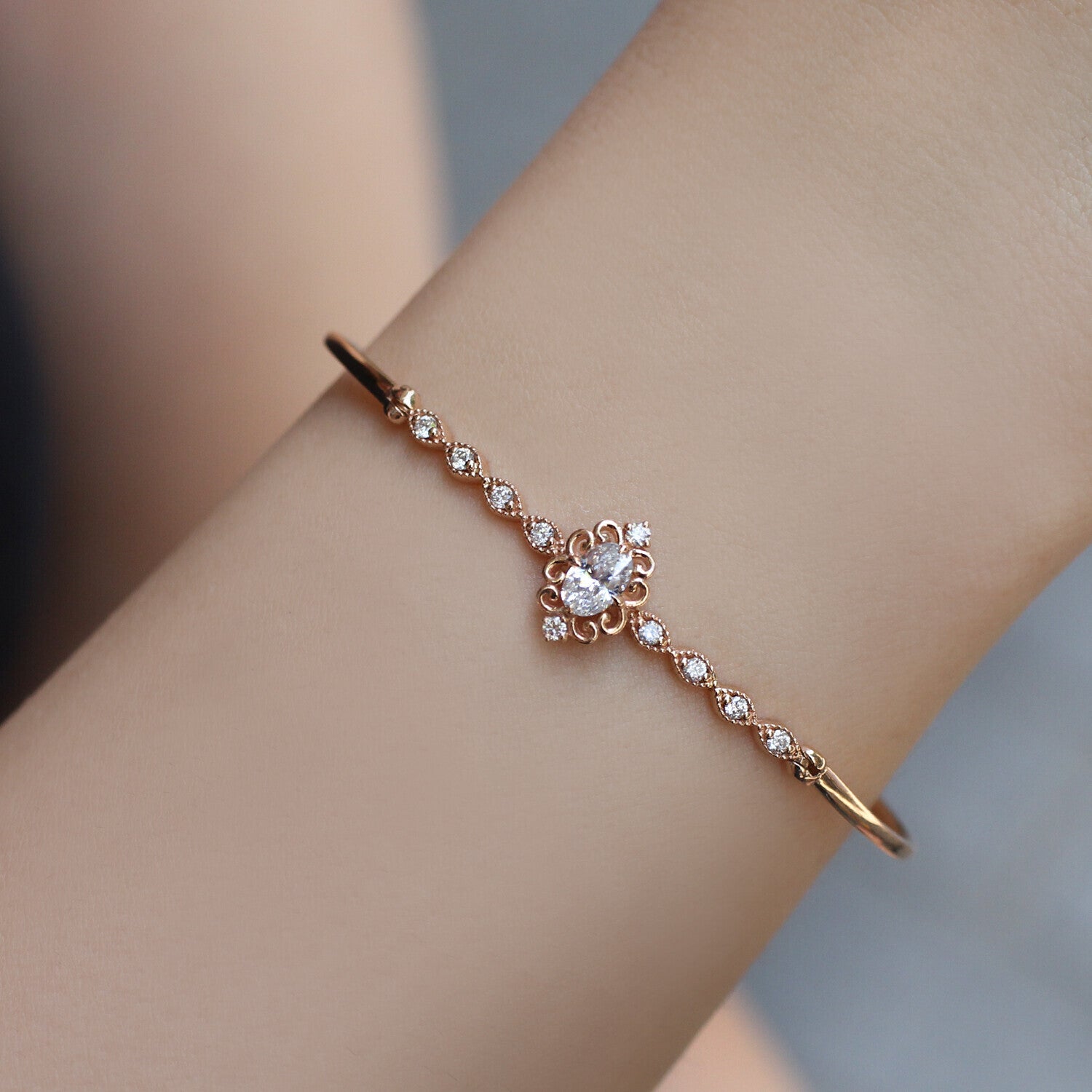 Vintage Custom Design Mia White Topaz & Diamond Bracelet