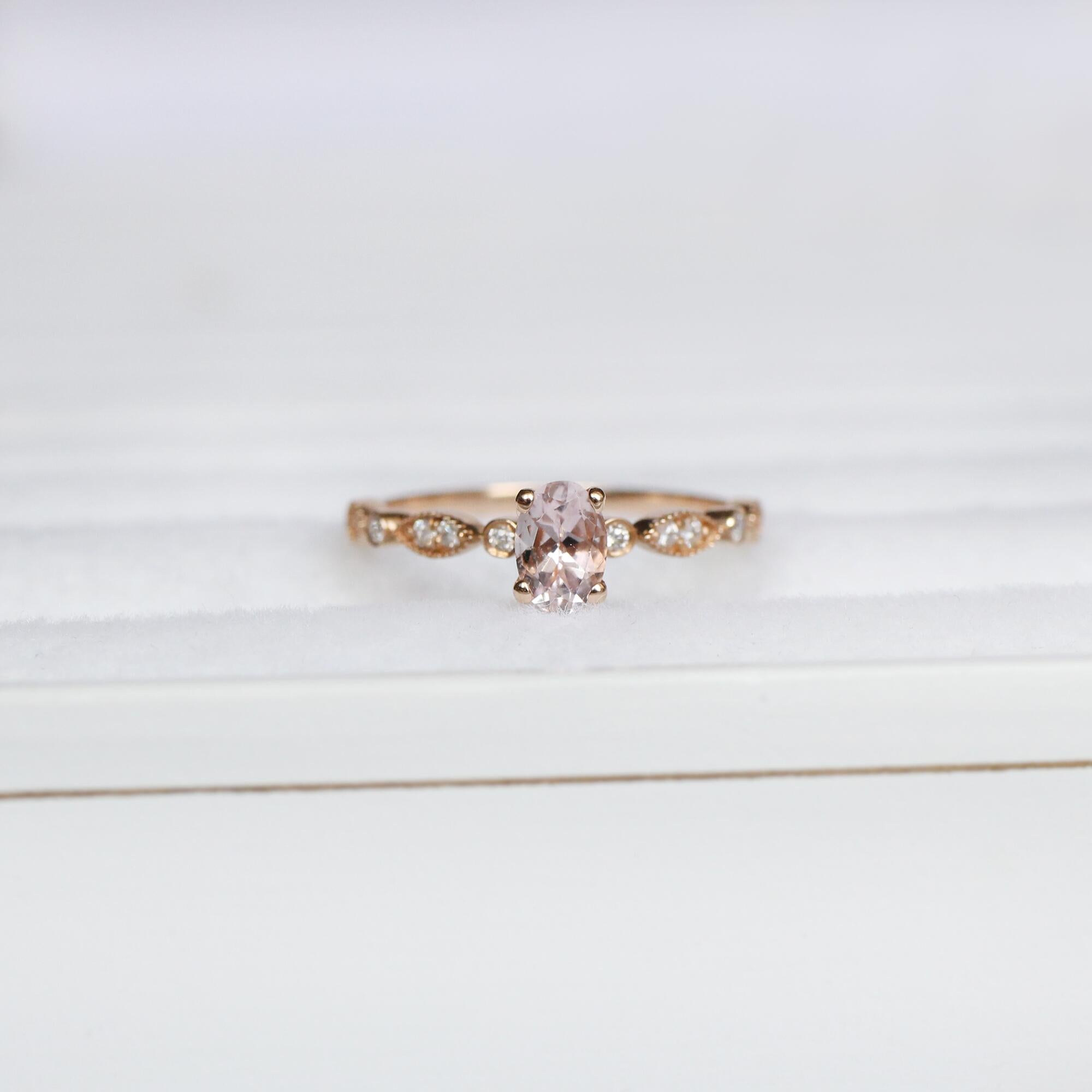 Vintage Custom Designed Morganite & Diamond Ring