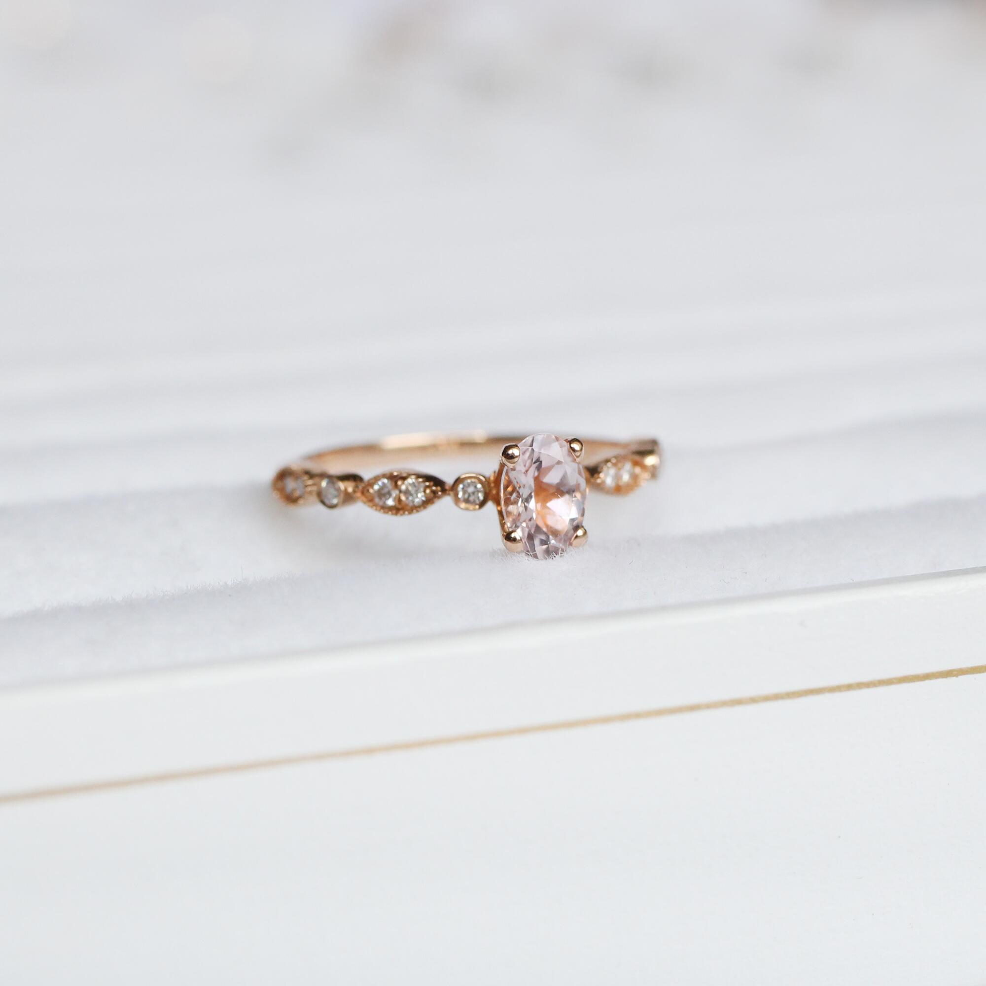 Vintage Custom Designed Morganite & Diamond Ring