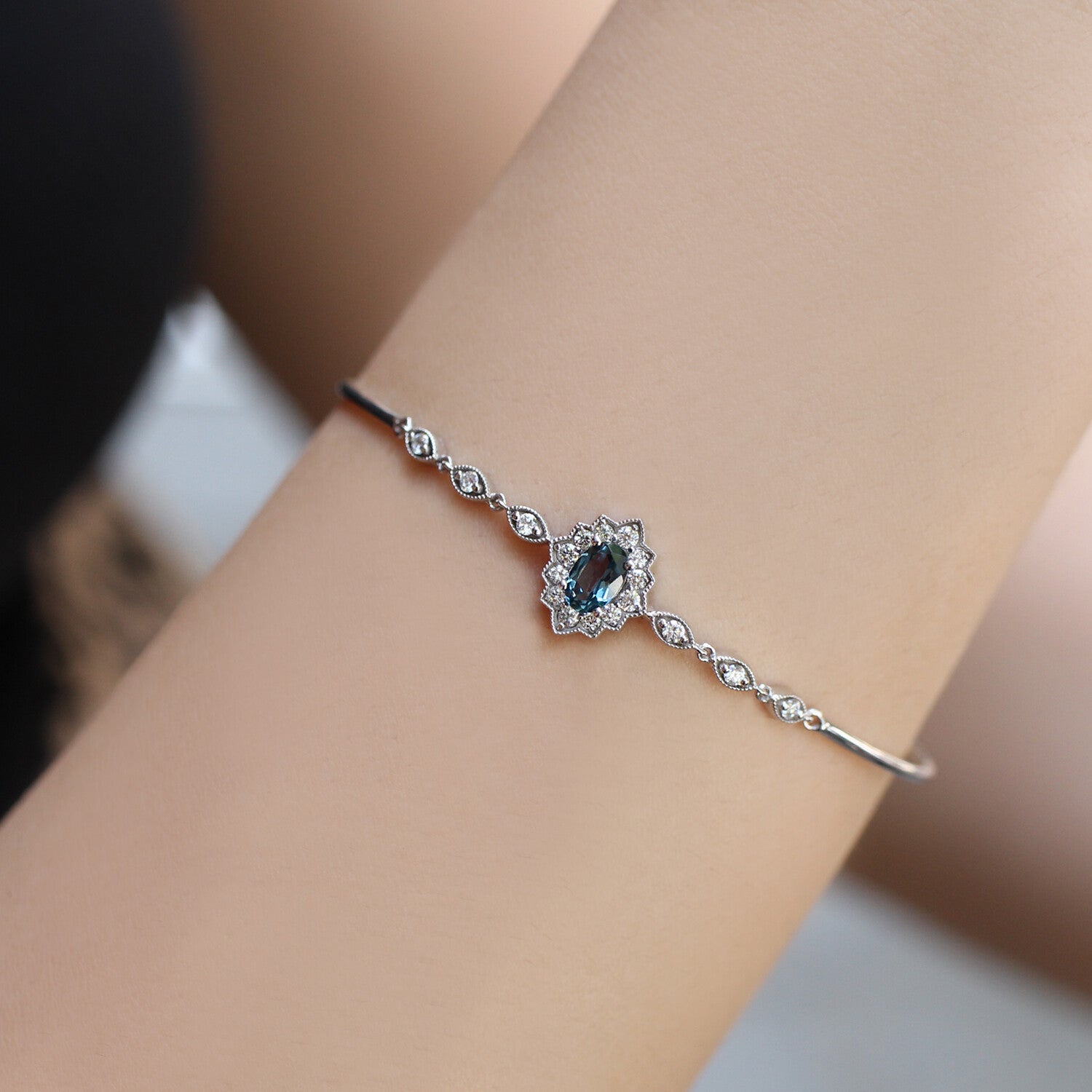 Vintage Custom Design Venice London Blue & Diamond Bracelet