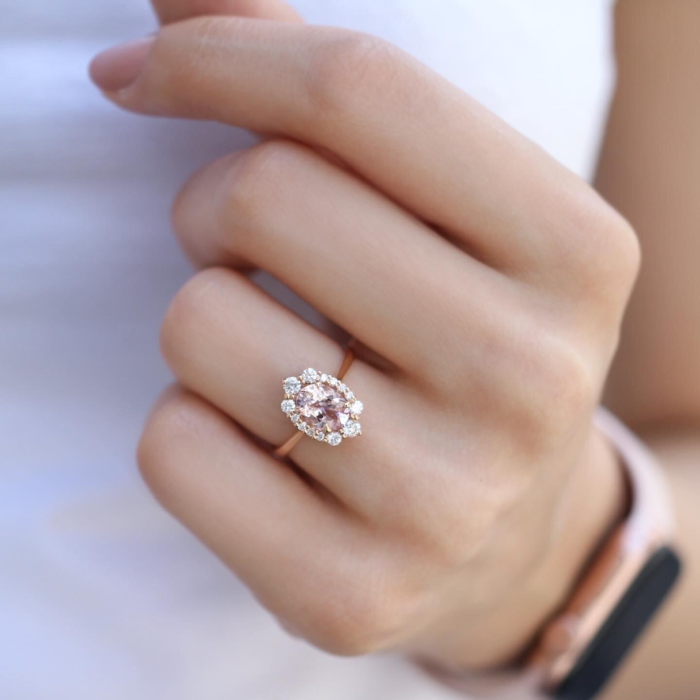 Vintage Custom Design Morganite & Diamond Ring