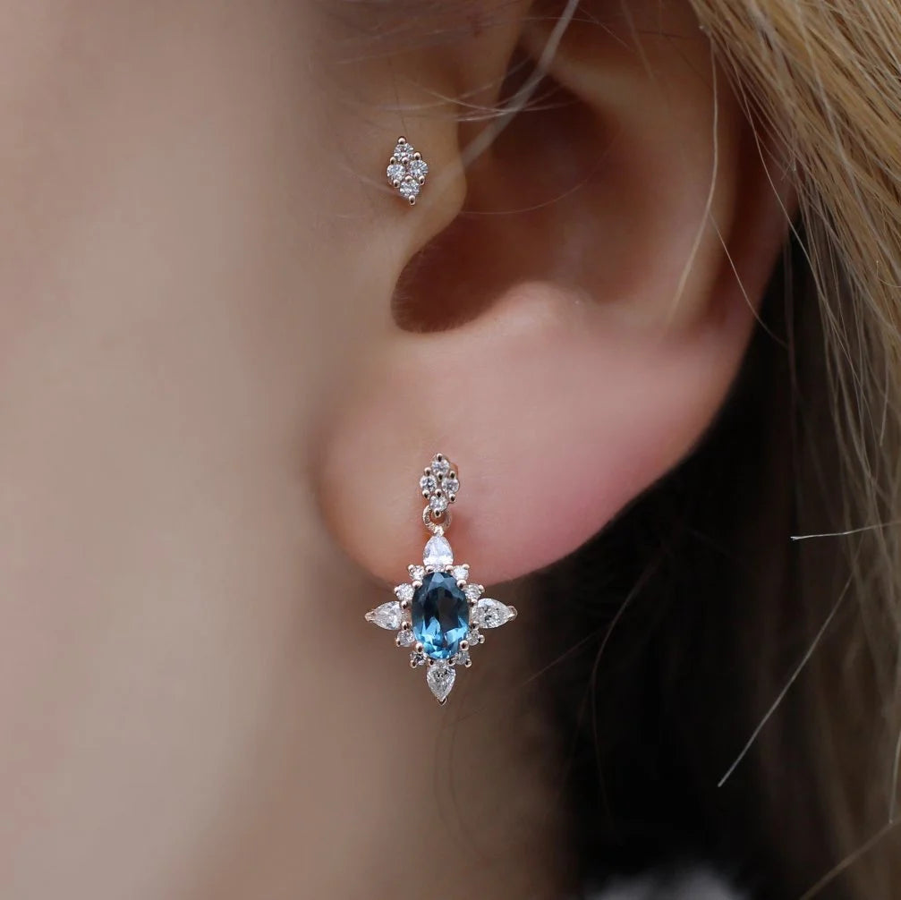 Vintage Selius London Blue & Diamond Earrings