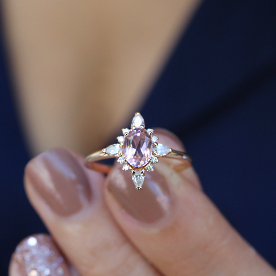 Vintage Selius Morganit- & Diamantring