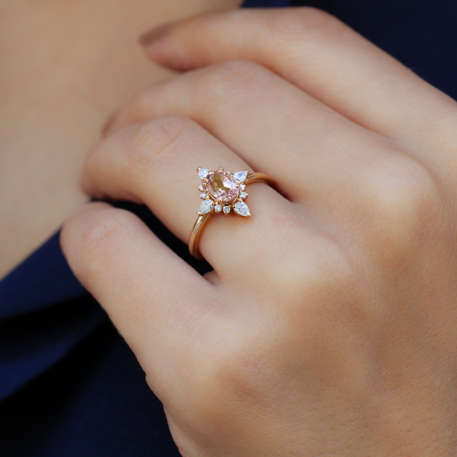 Vintage Selius Morganit- & Diamantring